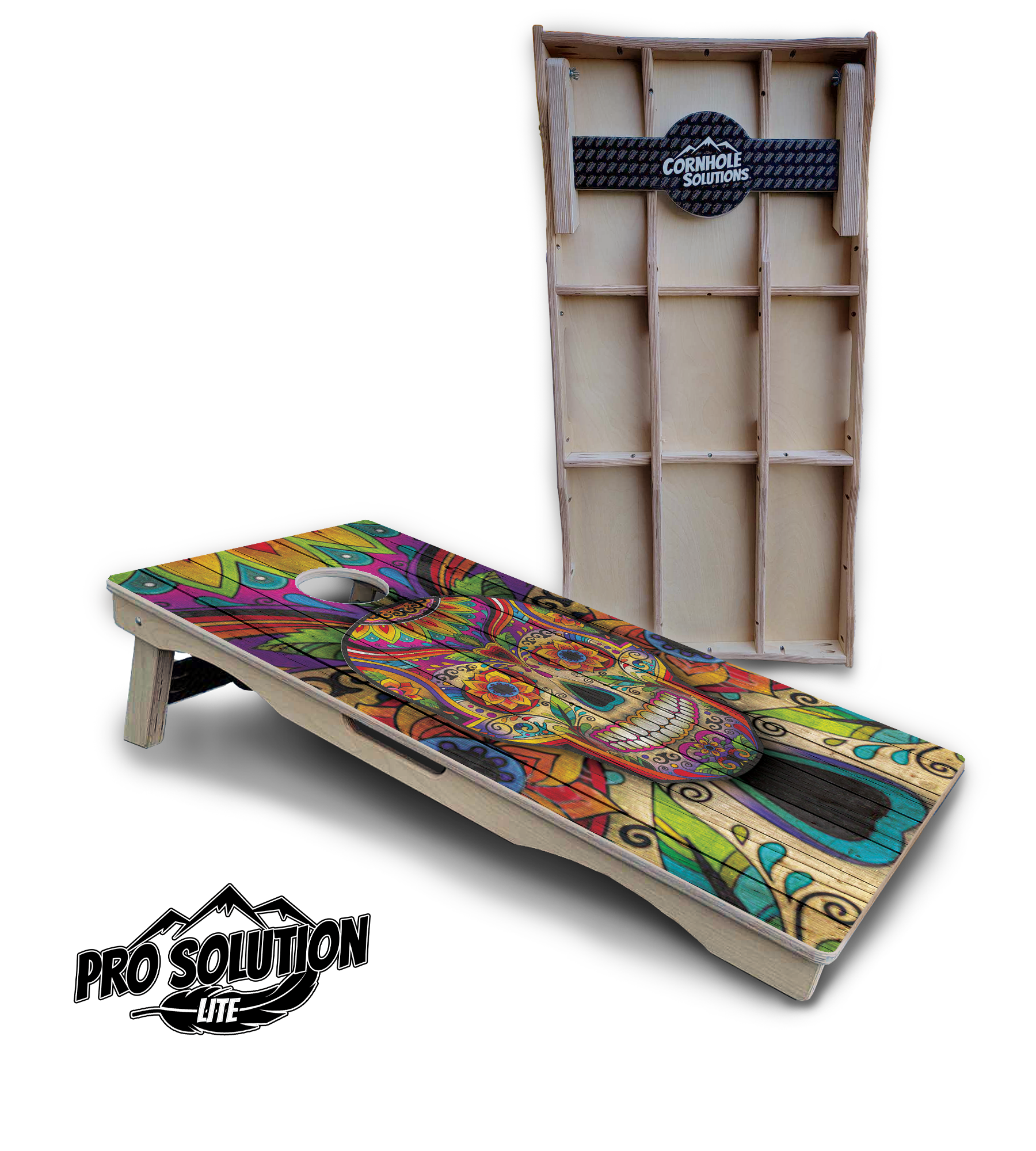 Sugar Skull Cornhole Boards - Pro Solution Lite Series - Colorful