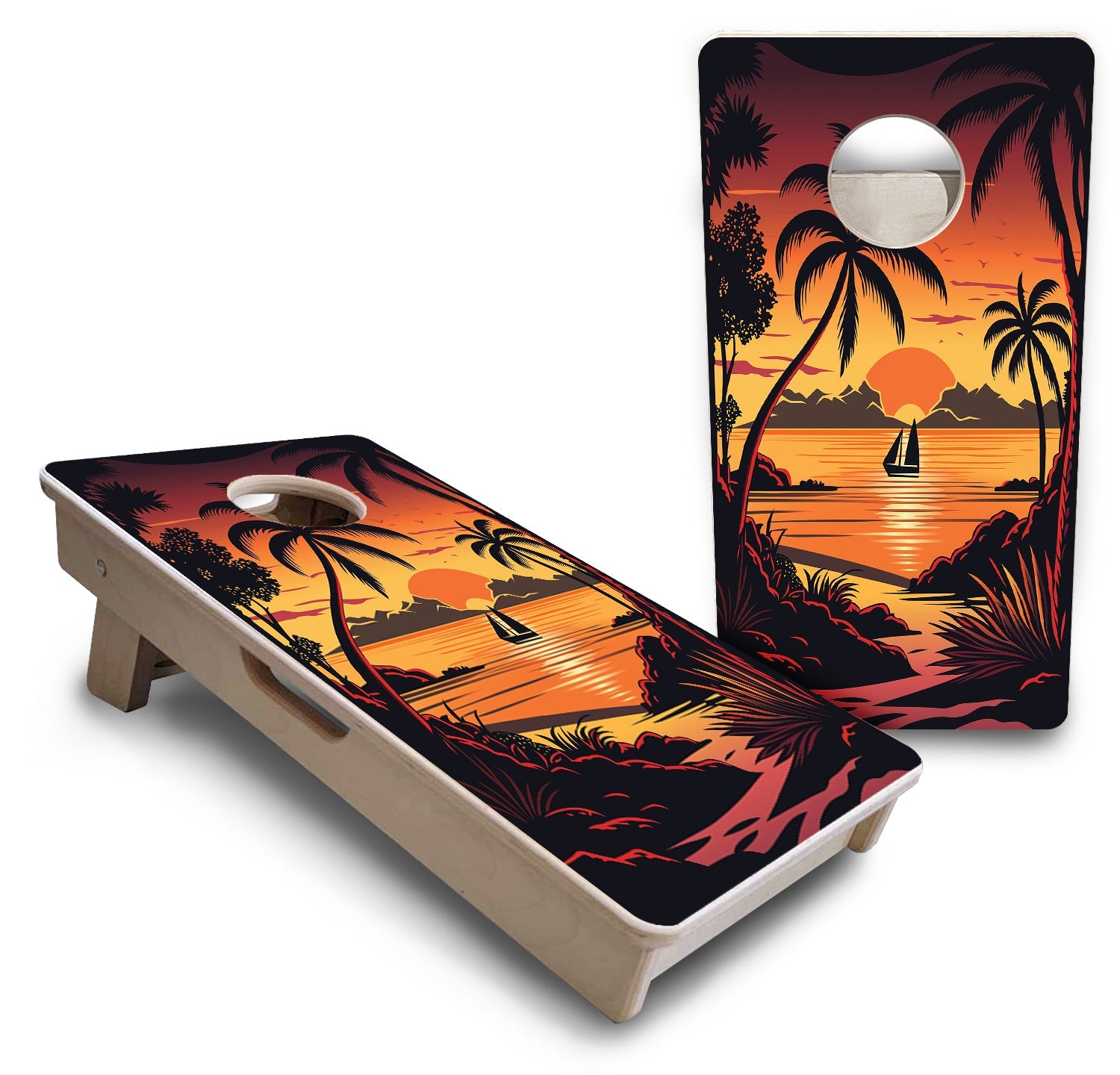 Beach Sunset - Mini or Vacation Size Cornhole Boards