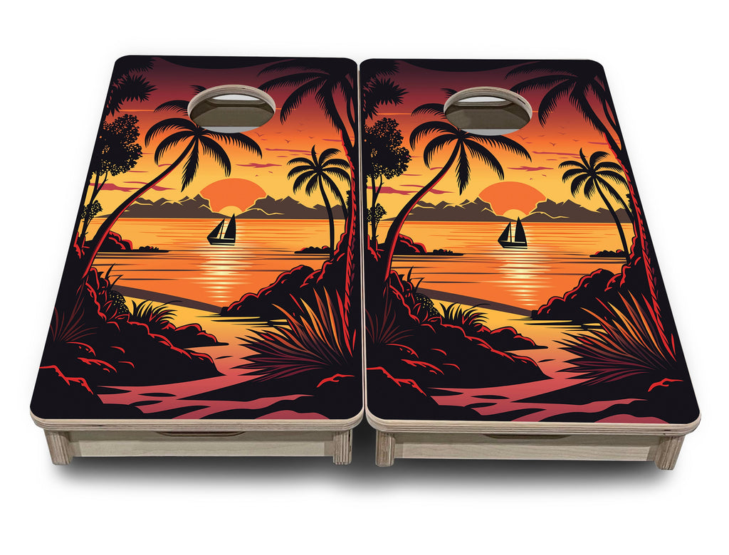 Beach Sunset - Mini or Vacation Size Cornhole Boards