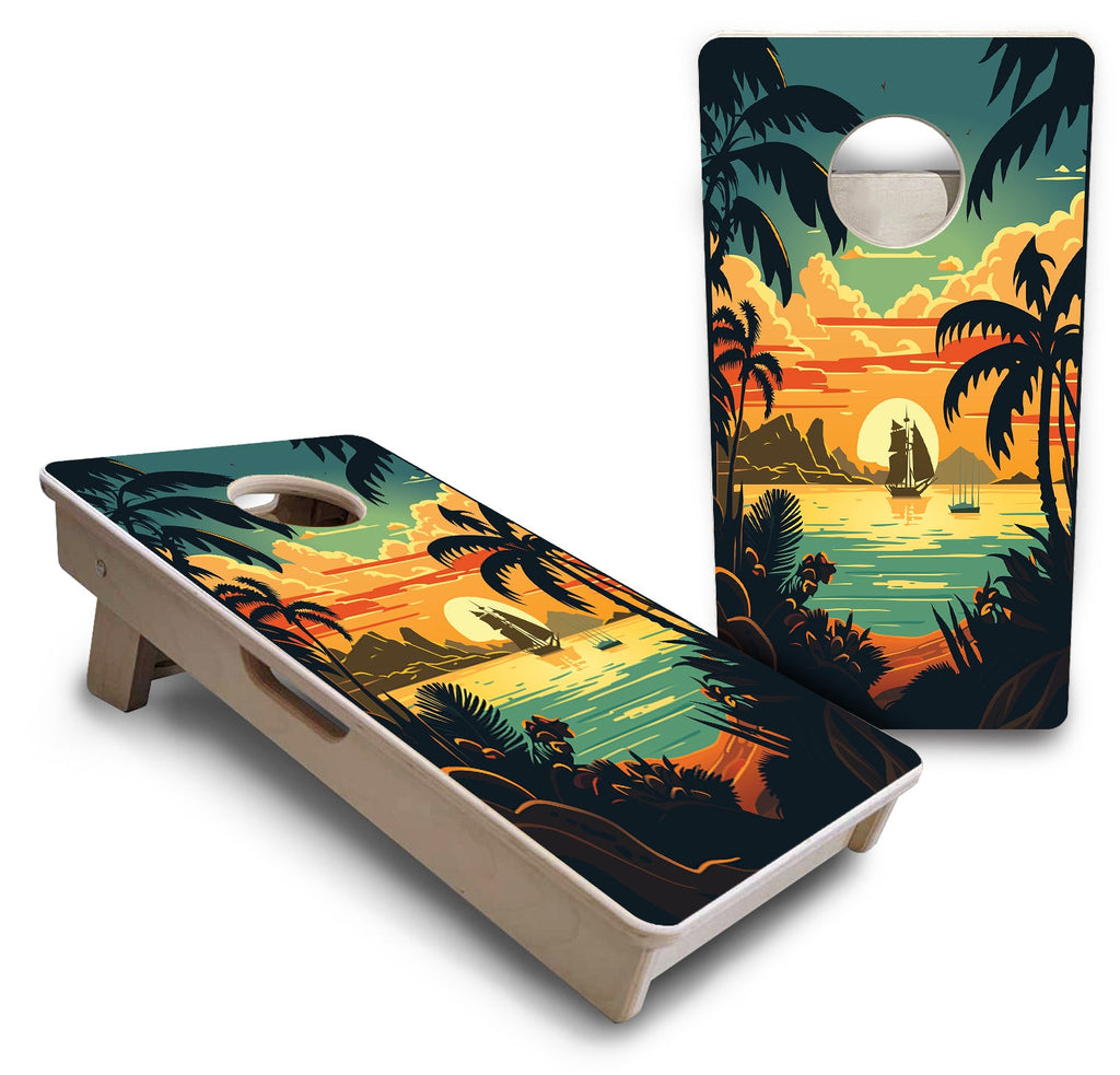 Beach Sunset - Mini or Vacation Size Cornhole Boards