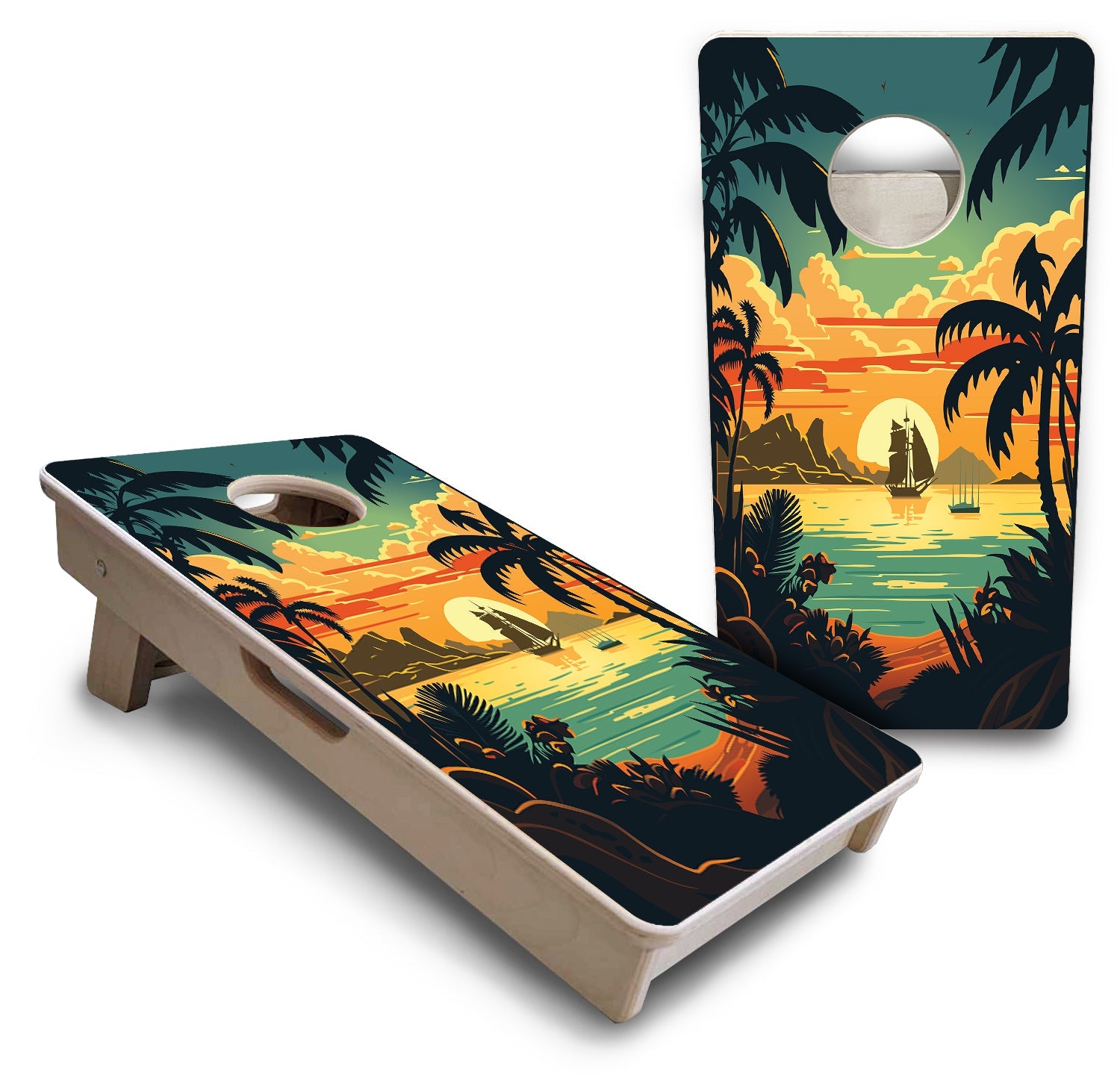 Beach Sunset - Mini or Vacation Size Cornhole Boards