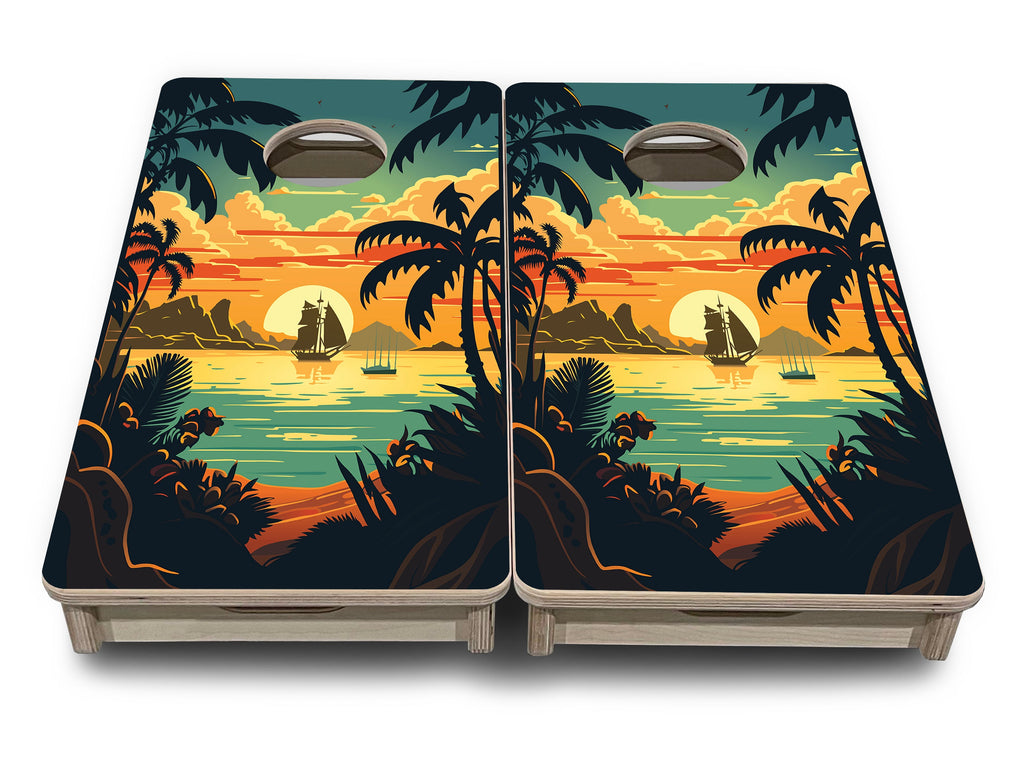 Beach Sunset - Mini or Vacation Size Cornhole Boards