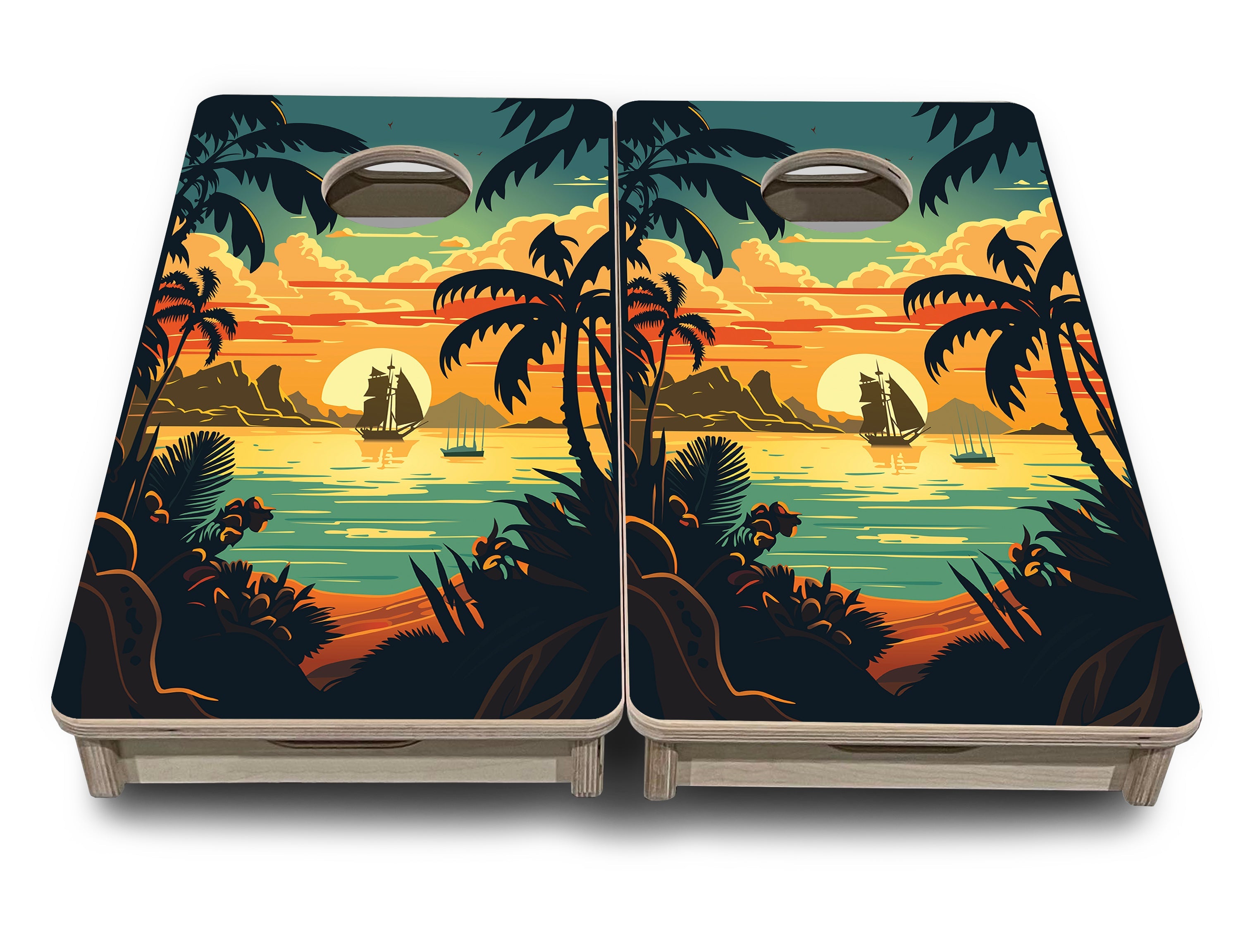 Beach Sunset - Mini or Vacation Size Cornhole Boards