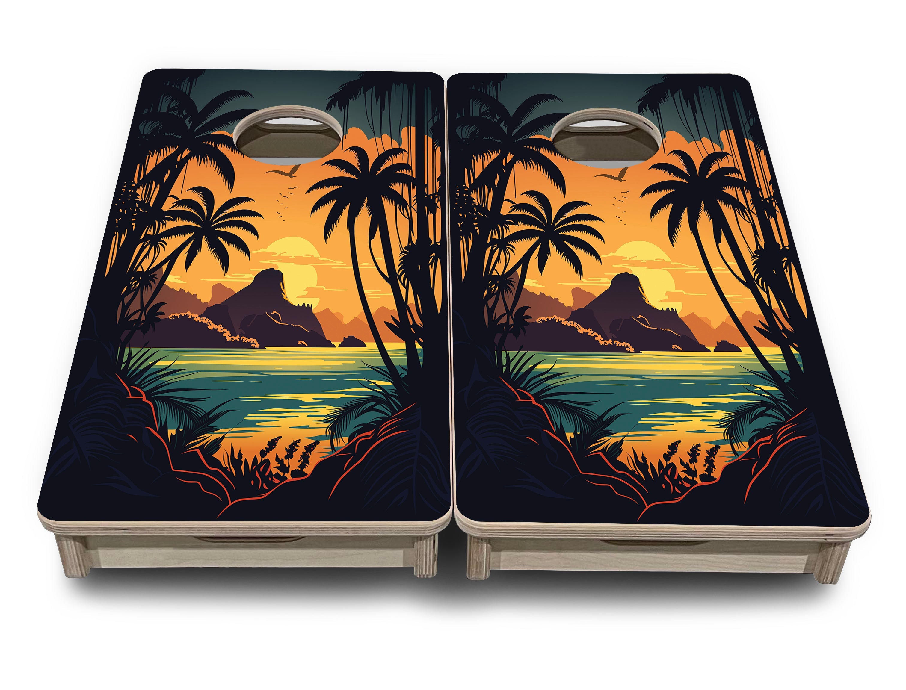 Beach Sunset - Mini or Vacation Size Cornhole Boards