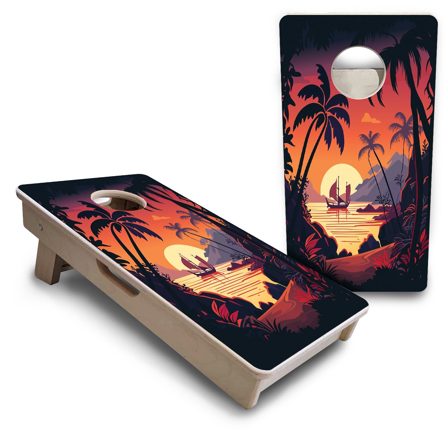 Beach Sunset - Mini or Vacation Size Cornhole Boards