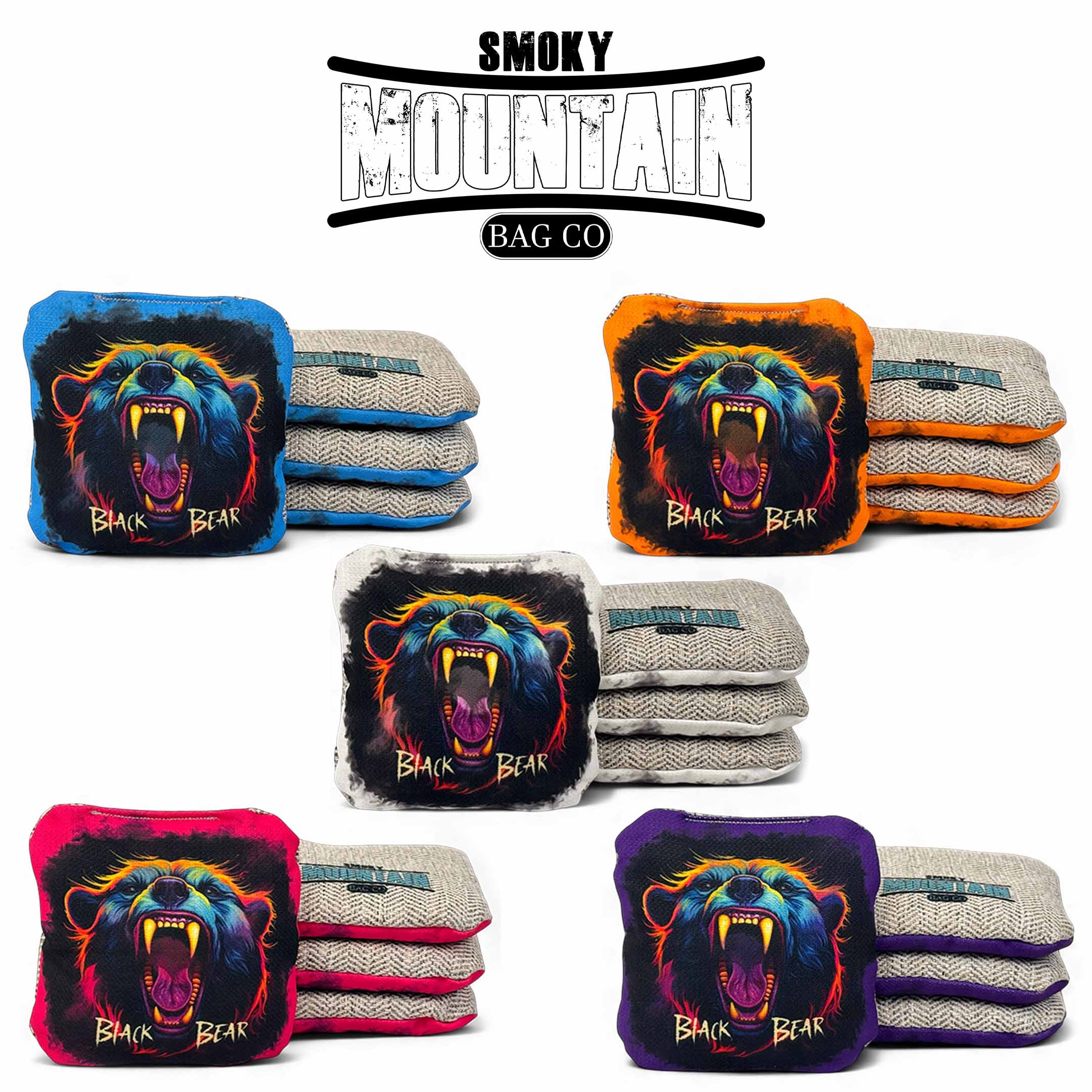 Smoky Mountain Bag Co – Professional Cornhole Bags (Set of 4) Black Bear