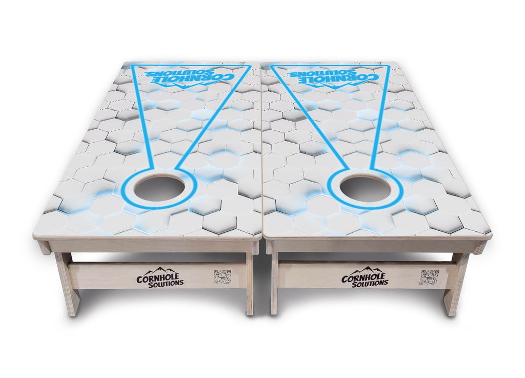 Glow Hole White Background Cornhole Boards - Professional Tournament Series