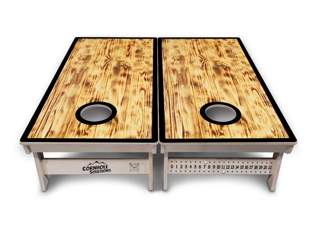 Burnt Wood Black Border Cornhole Boards - Professional Tournament Series