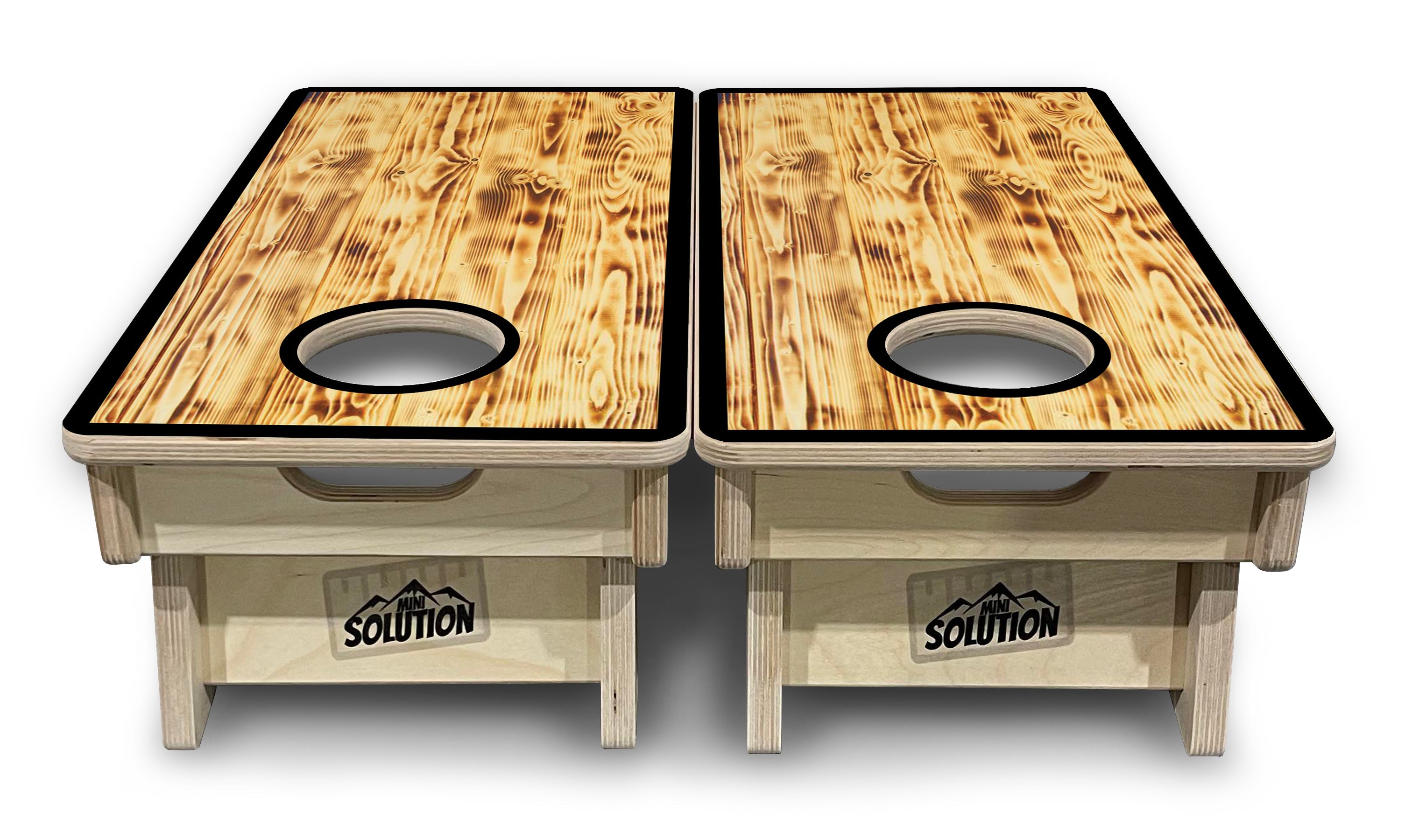 Burnt Wood Black Border - Mini or Vacation Size Cornhole Boards