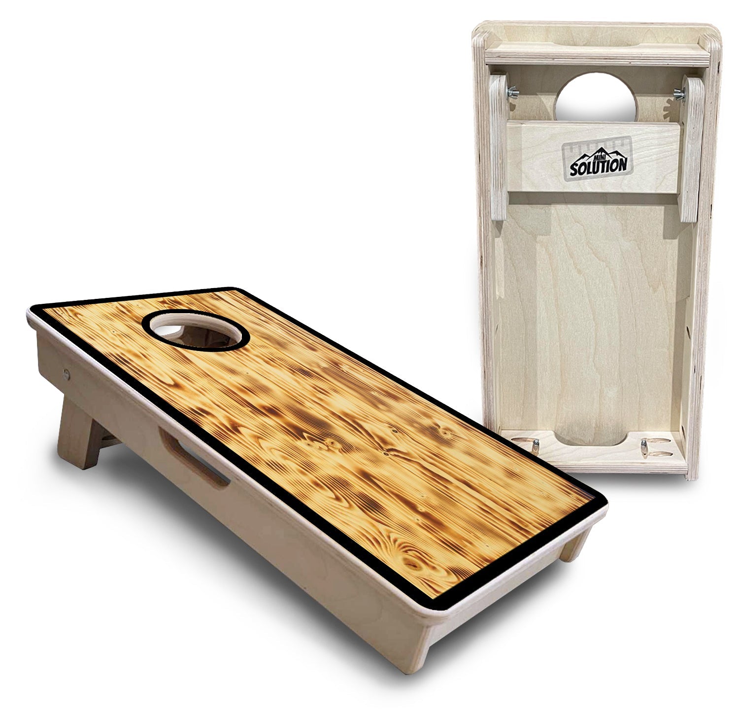 Burnt Wood Black Border - Mini or Vacation Size Cornhole Boards