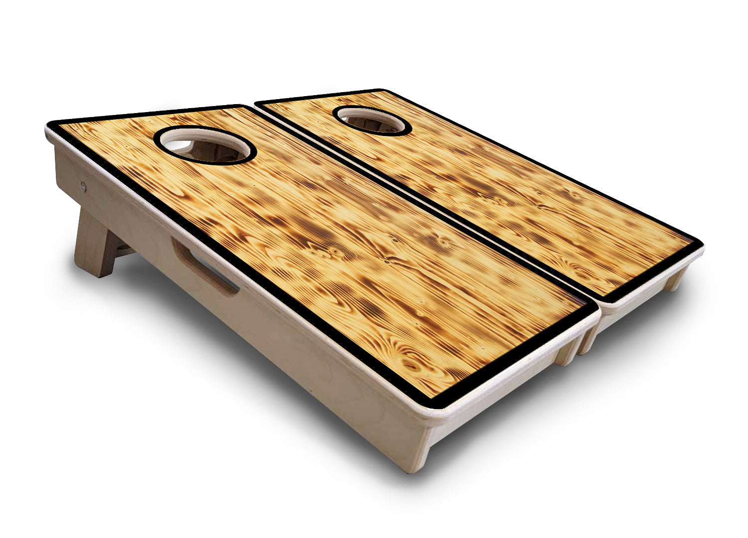 Burnt Wood Black Border - Mini or Vacation Size Cornhole Boards