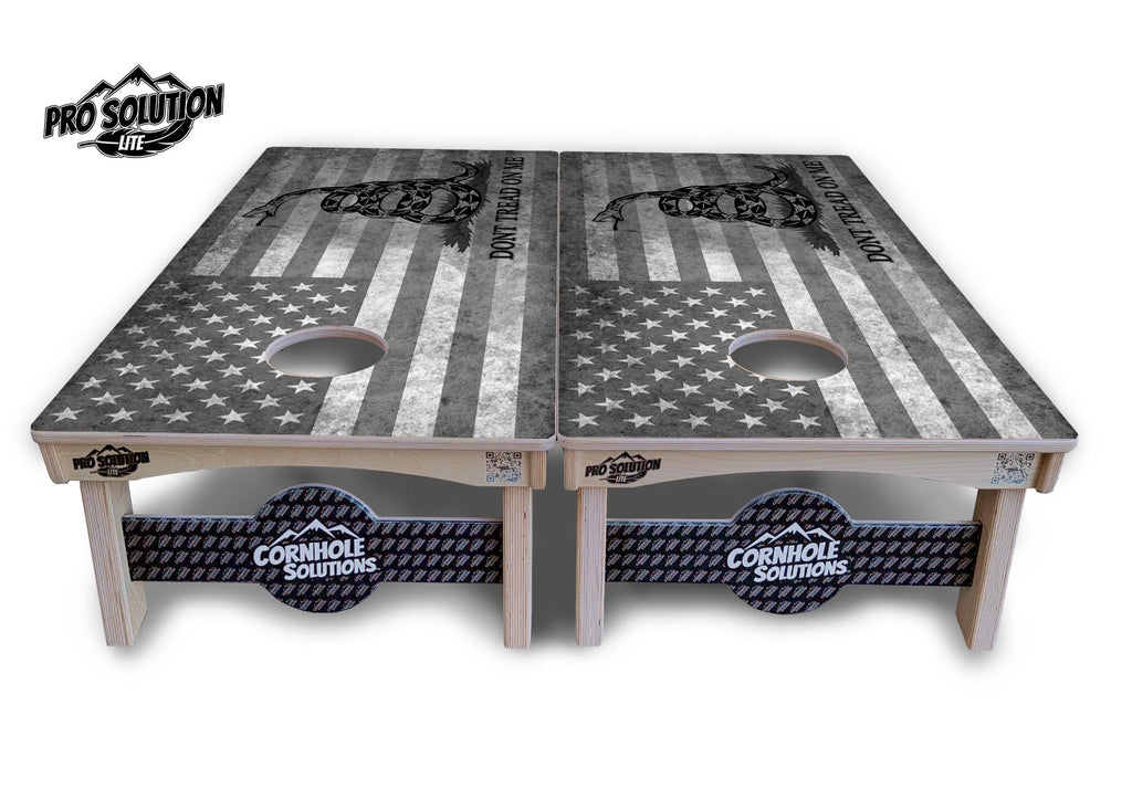 DTOM B&W Flag Cornhole Boards - Pro Solution Lite Series