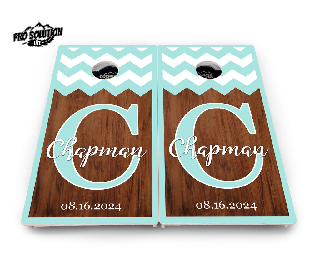 Mint Chevron Cornhole Boards - Pro Solution Lite Series