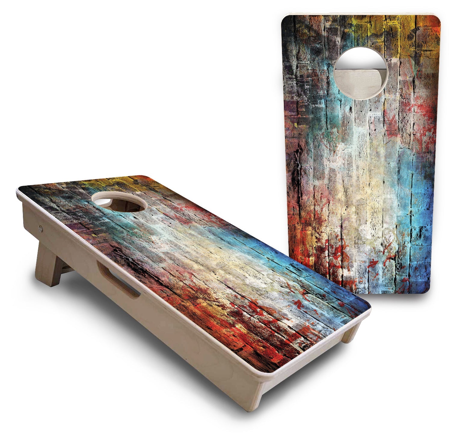 Colorful Brick - Mini or Vacation Size Cornhole Boards