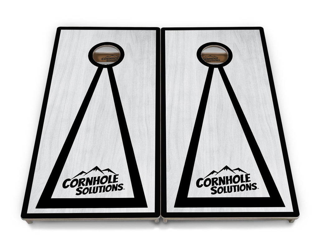 Red/Black Hole Ring Grey Wash Cornhole Boards - Professional Tournament Series