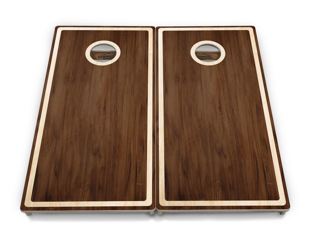 Dark Wood Natural Border Cornhole Boards - Professional Tournament Series