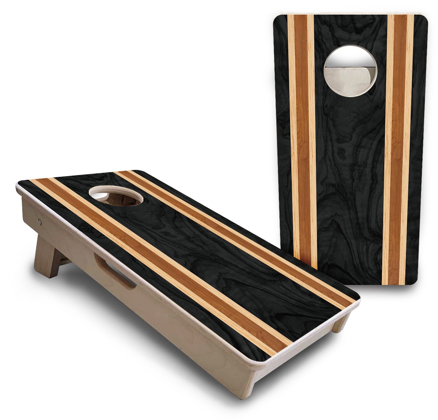 Dark Wood Stripe - Mini or Vacation Size Cornhole Boards