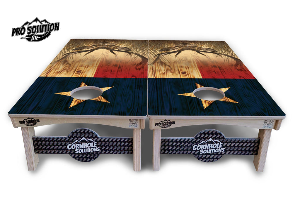 Texas Flag Deer & Fish Cornhole Boards - Pro Solution Lite Series