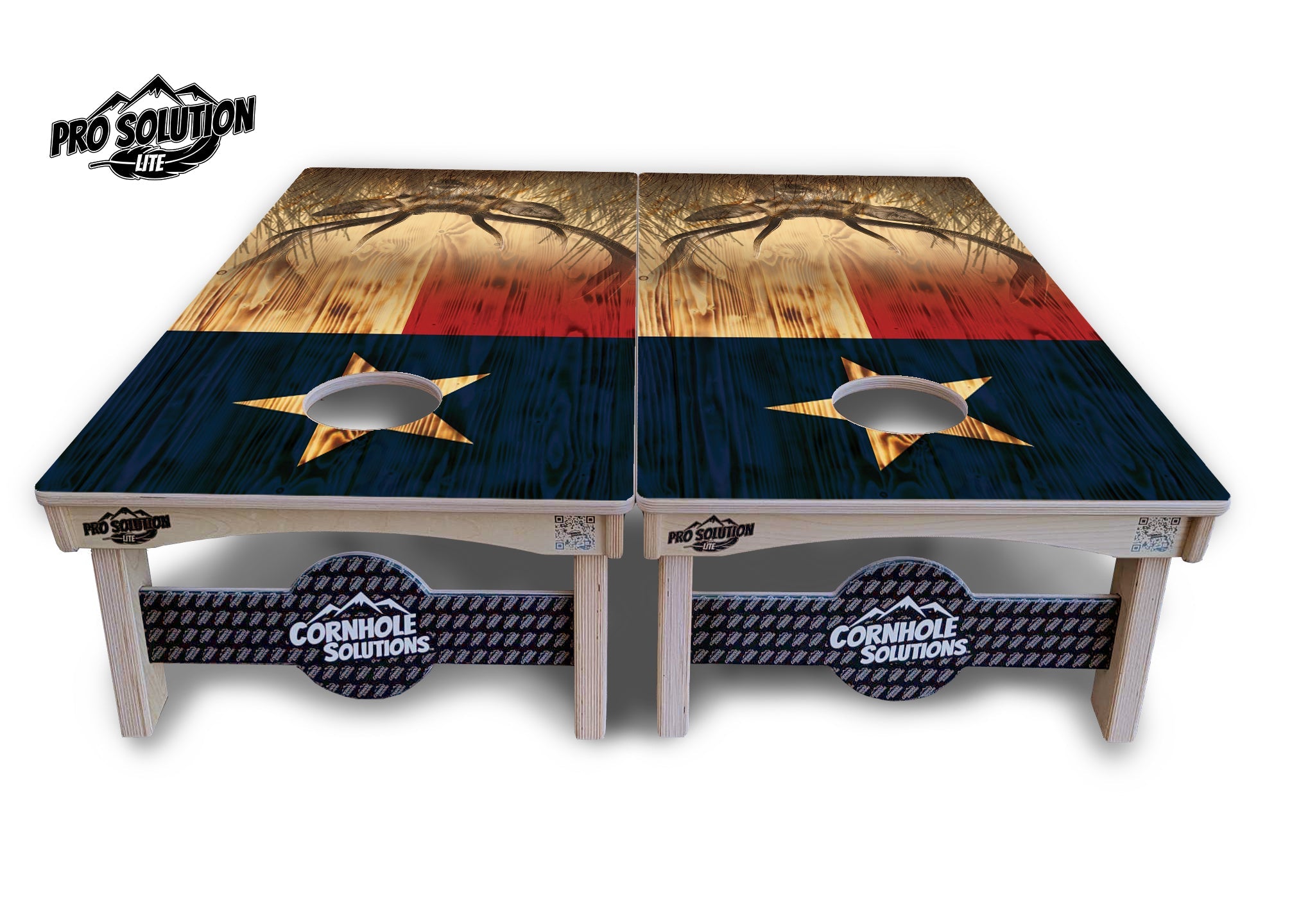 Texas Flag Deer & Fish Cornhole Boards - Pro Solution Lite Series