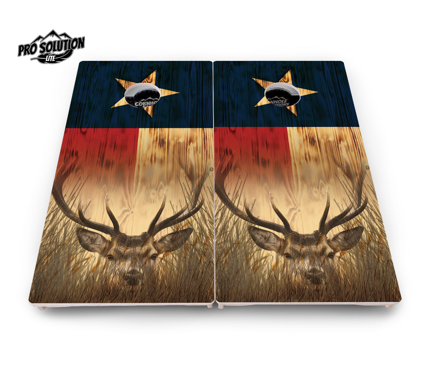 Texas Flag Deer & Fish Cornhole Boards - Pro Solution Lite Series