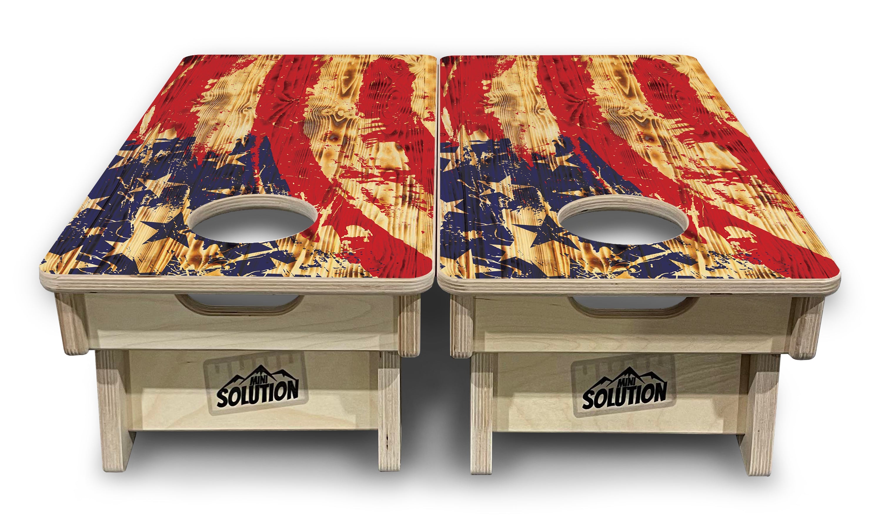 Faded Brush Burnt Flag - Mini or Vacation Size Cornhole Boards