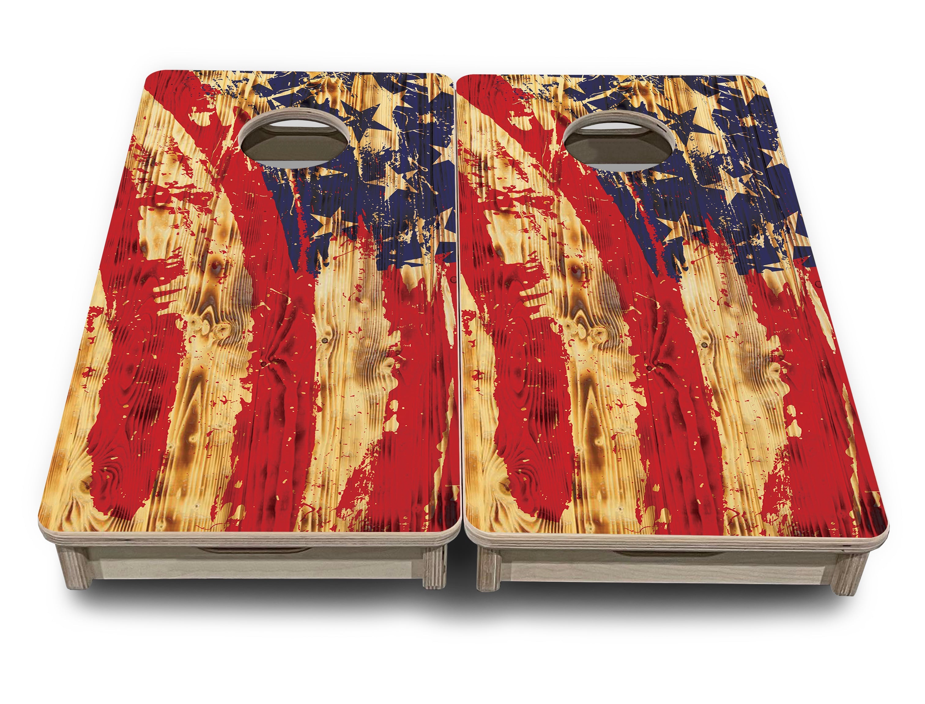Faded Brush Burnt Flag - Mini or Vacation Size Cornhole Boards
