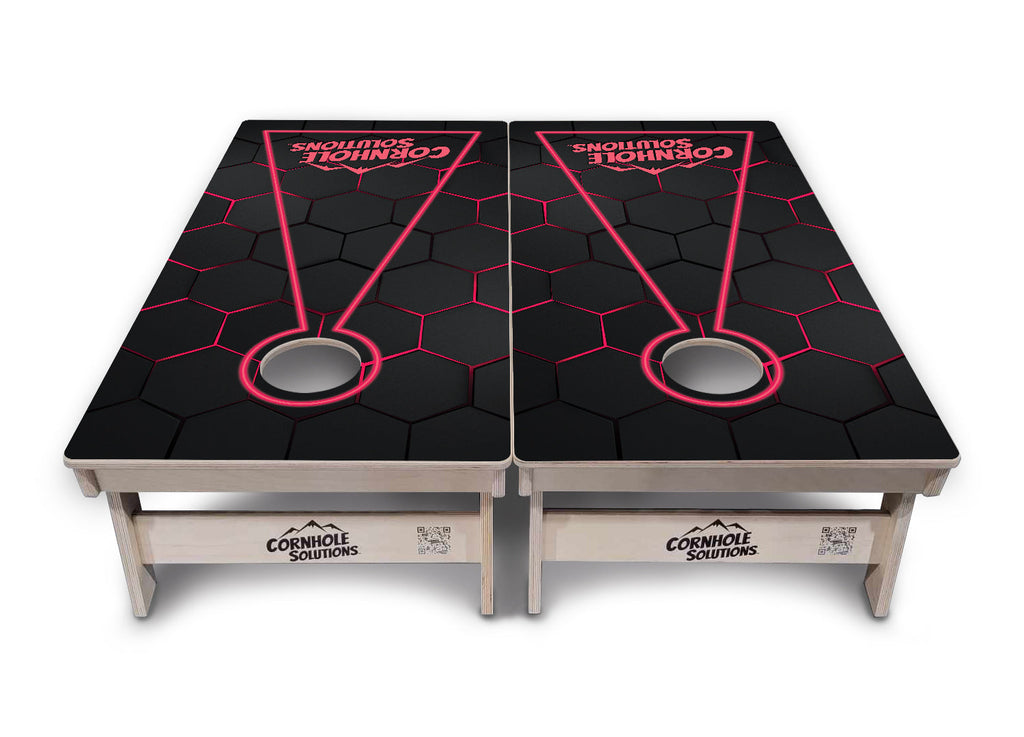 Glow Hole Black Backgound Cornhole Boards - Professional Tournament Series