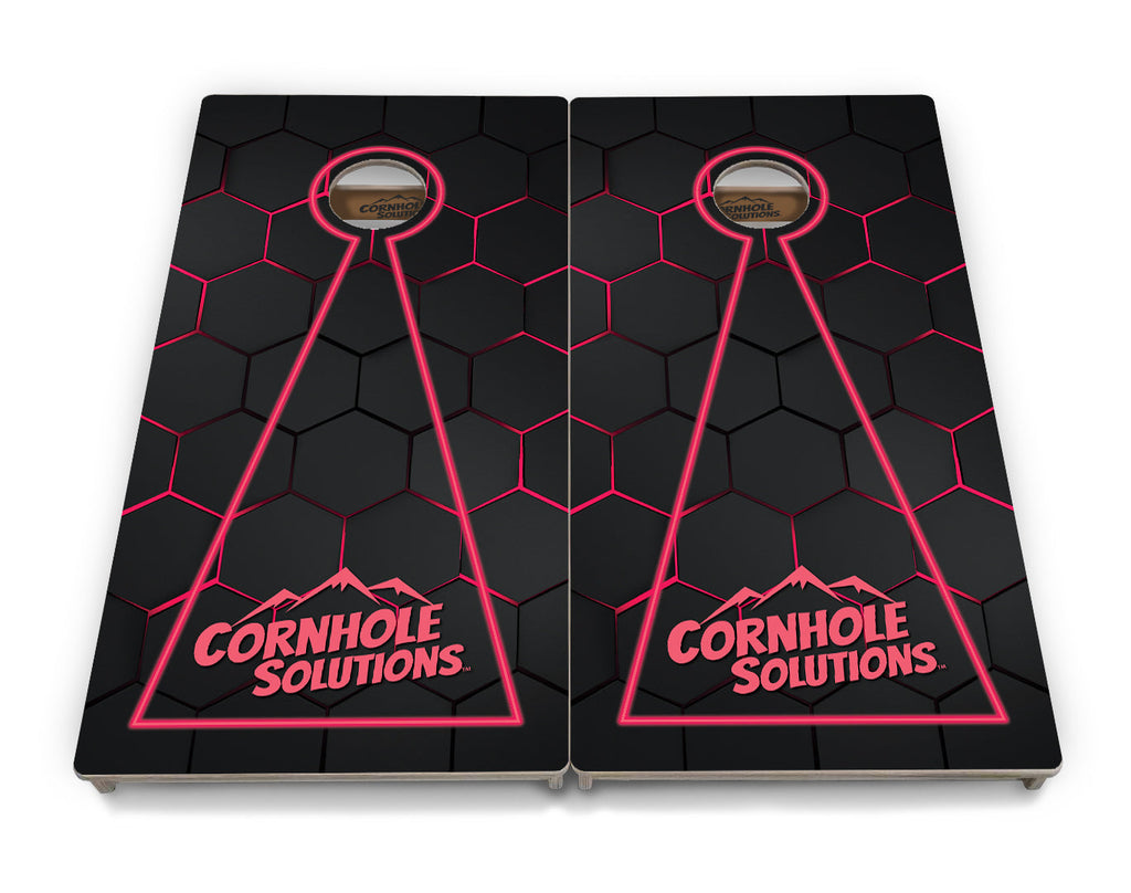 Glow Hole Black Backgound Cornhole Boards - Professional Tournament Series