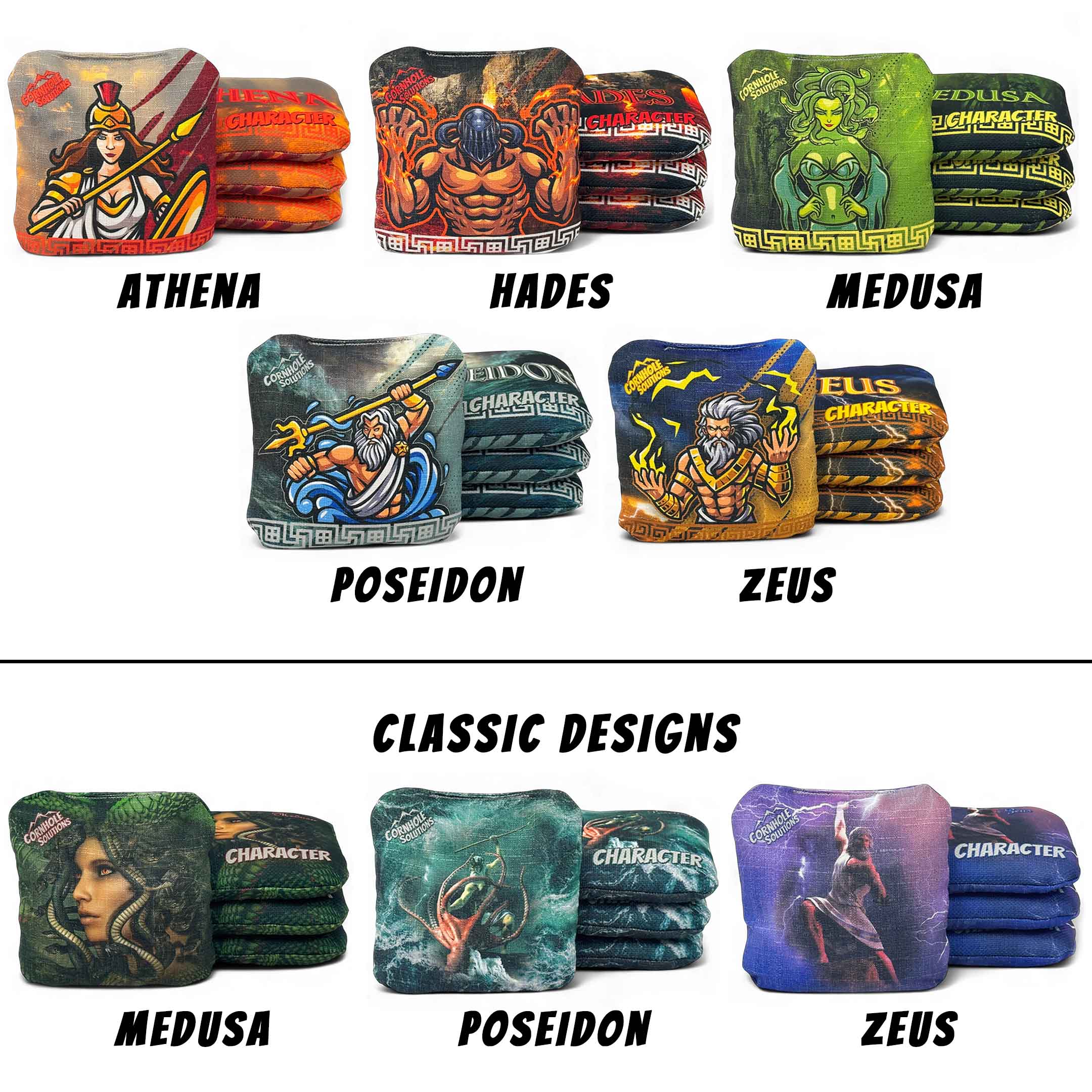 Greek Gods Pro Cornhole Bags - Character Bags (set of 4 bags)