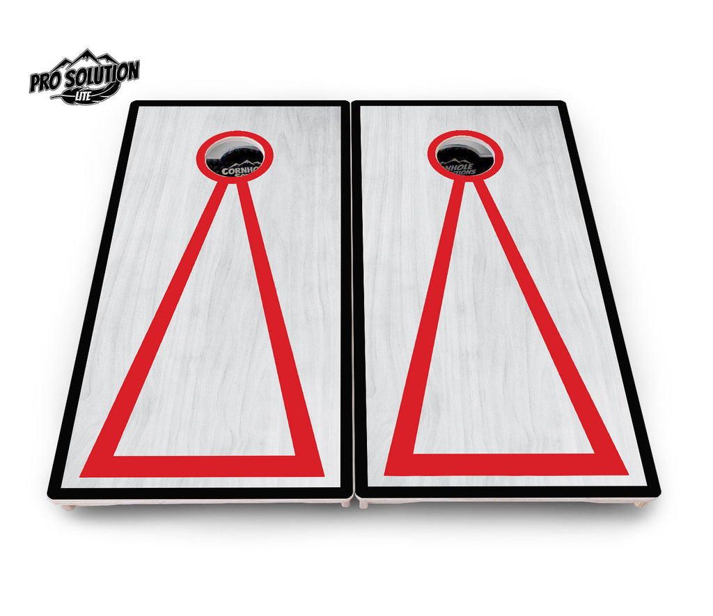 Red/Black Hole Ring Grey Wash Cornhole Boards - Pro Solution Lite Series
