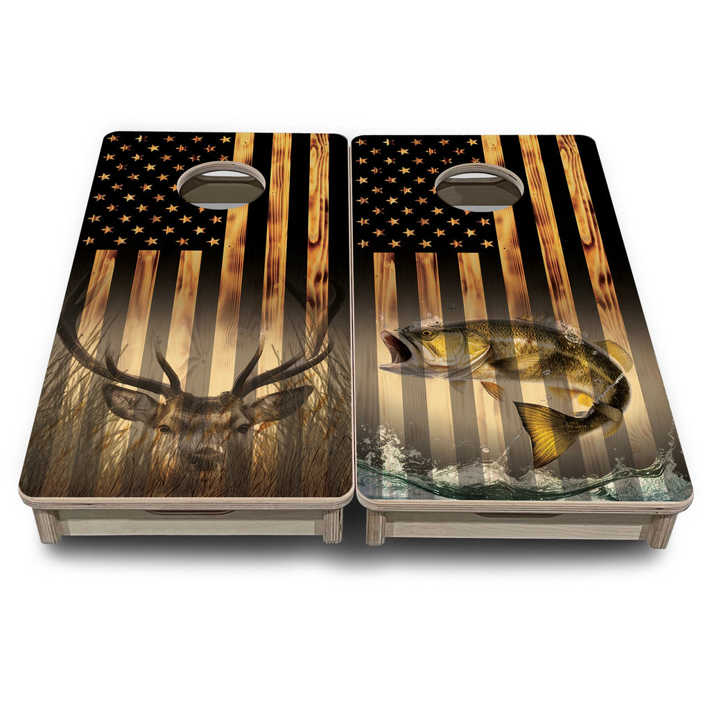 Hidden Deer & Fish - Mini or Vacation Size Cornhole Boards