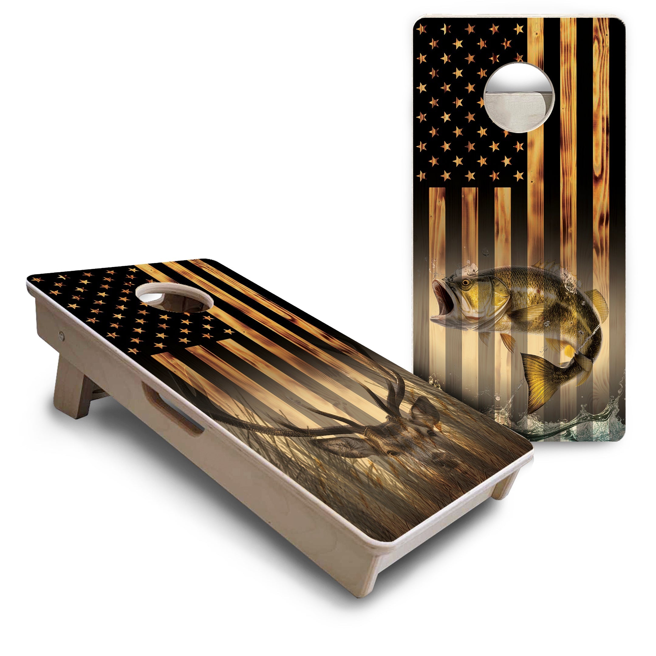 Hidden Deer & Fish - Mini or Vacation Size Cornhole Boards