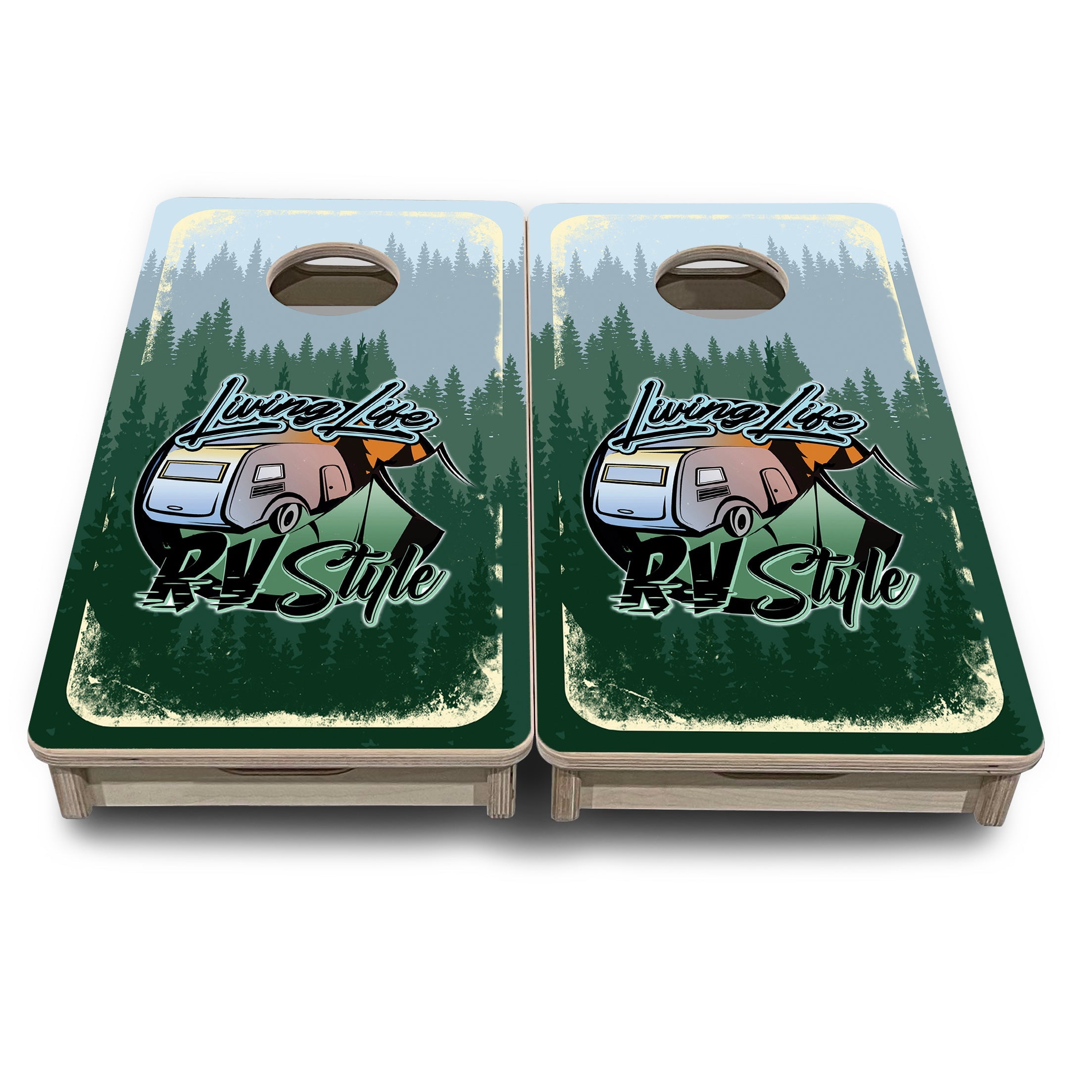 Living Life RV Style - Mini or Vacation Size Cornhole Boards