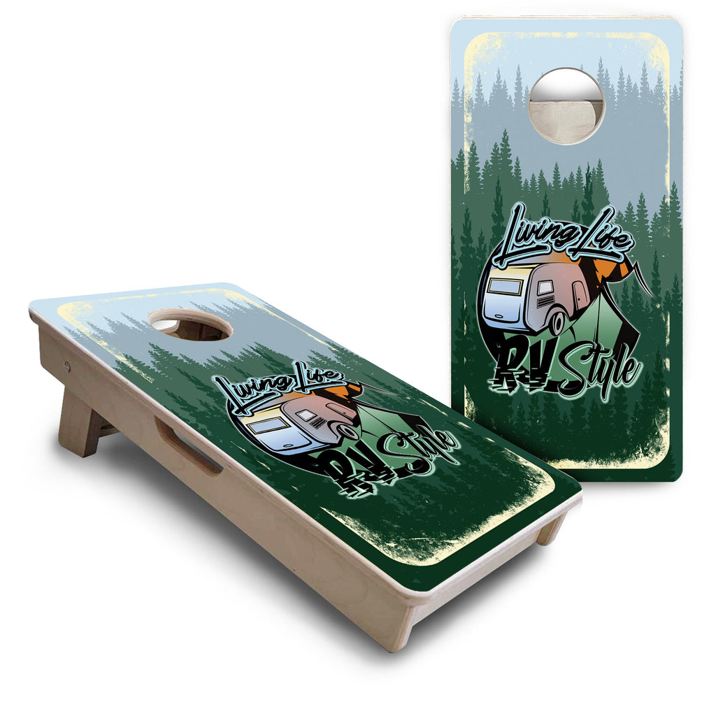 Living Life RV Style - Mini or Vacation Size Cornhole Boards