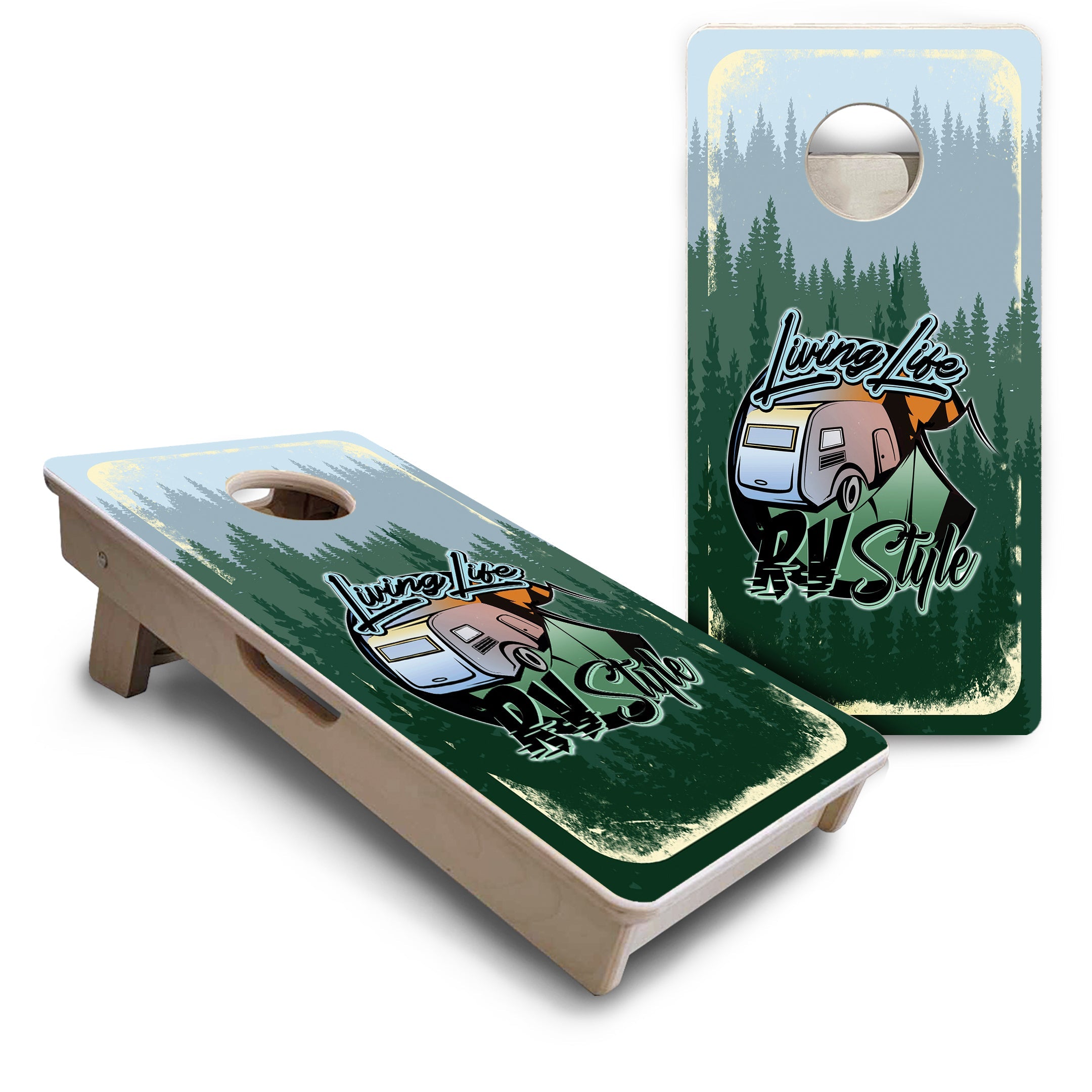 Living Life RV Style - Mini or Vacation Size Cornhole Boards