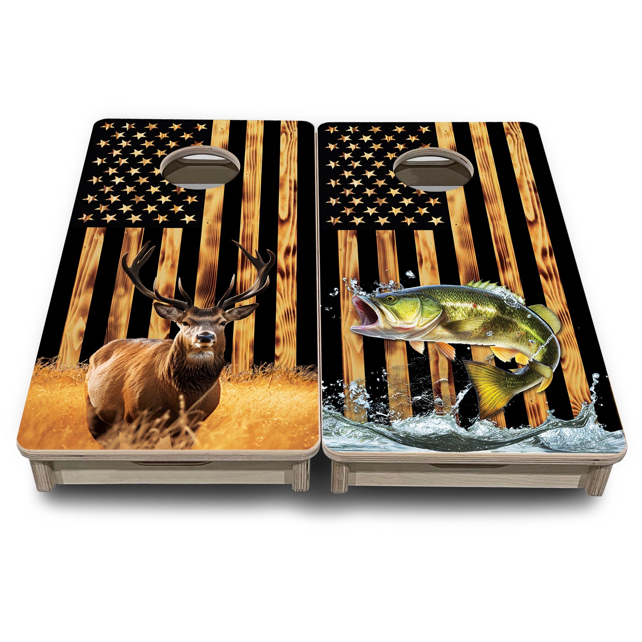 Colorful Deer & Fish - Mini or Vacation Size Cornhole Boards