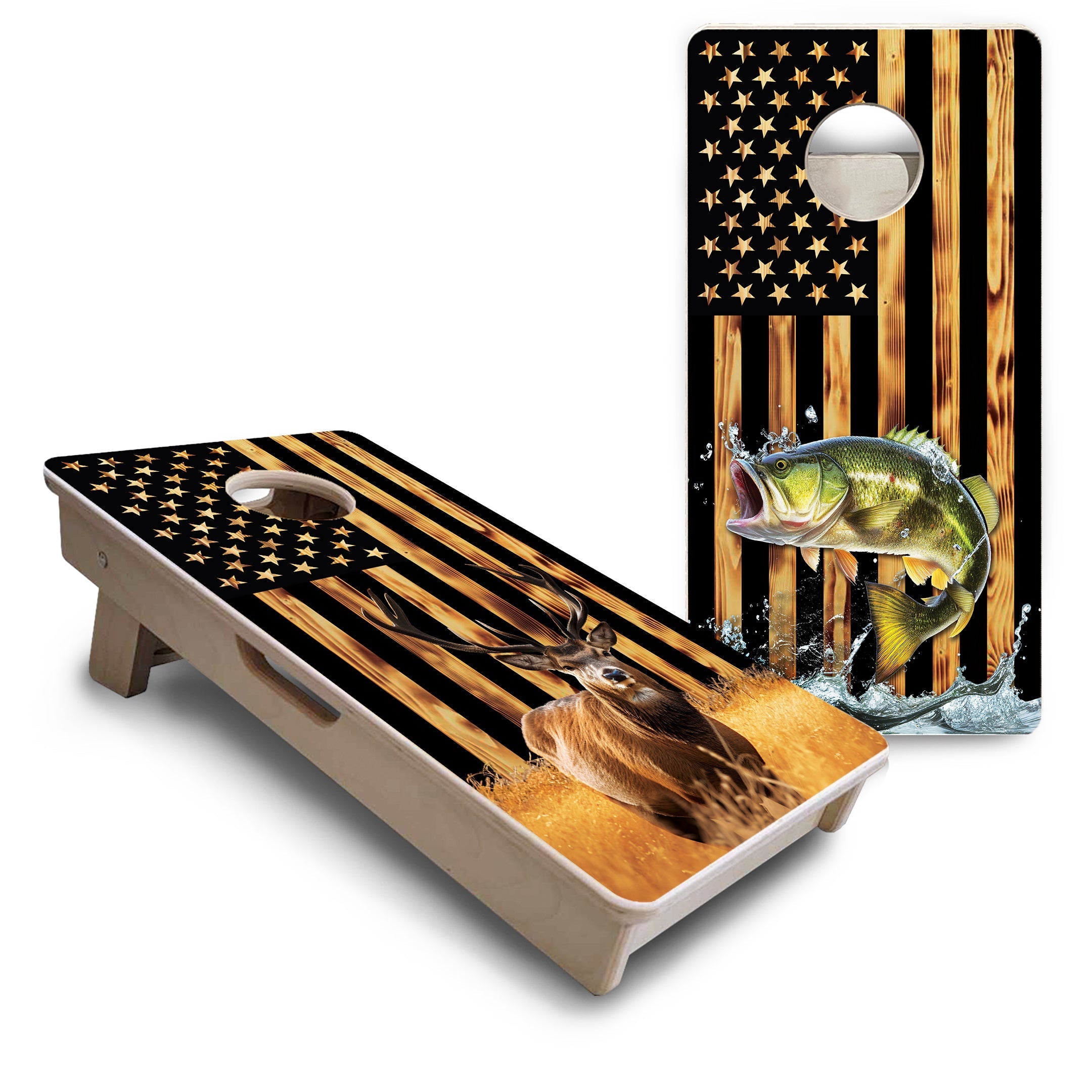 Colorful Deer & Fish - Mini or Vacation Size Cornhole Boards
