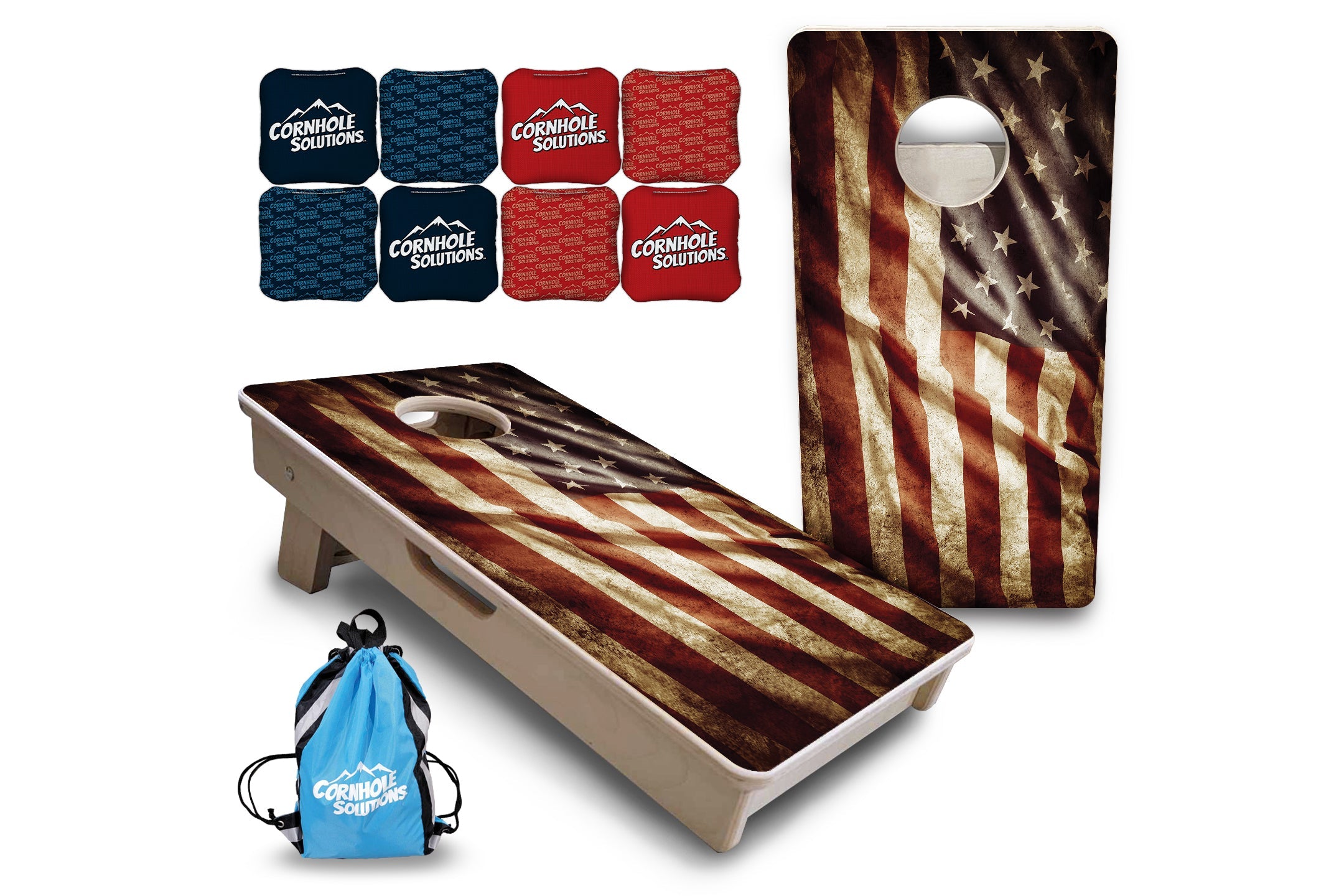 Rustic Wavy Flag - Mini or Vacation Size Cornhole Boards