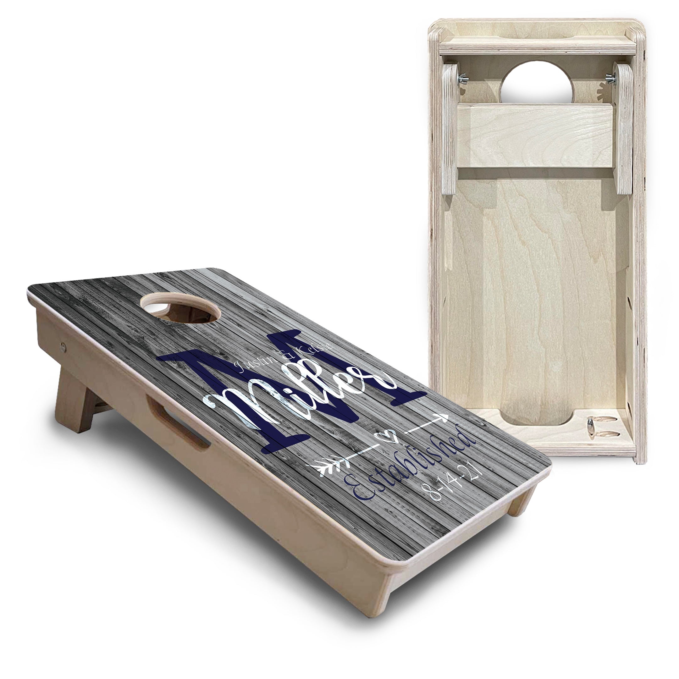 Grey Slat Wood - Mini or Vacation Size Cornhole Boards