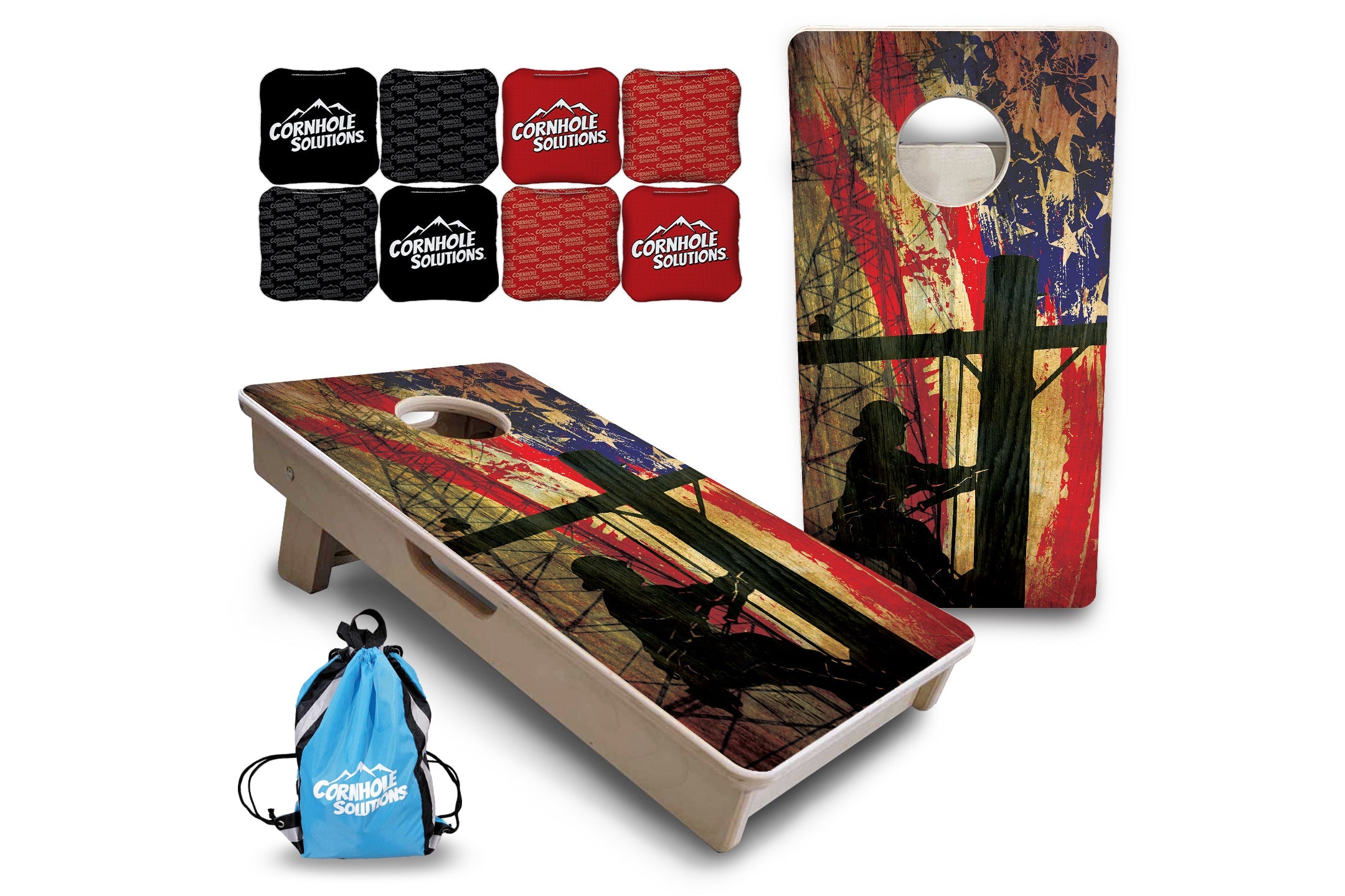 Faded Lineman Flag - Mini or Vacation Size Cornhole Boards