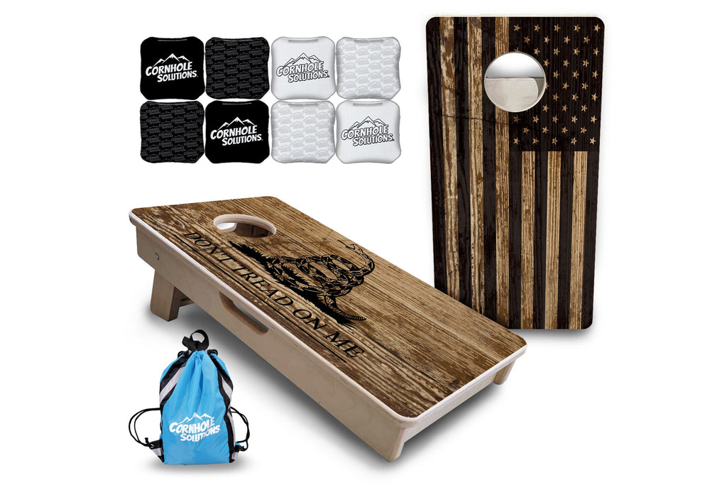 Wood DTOM & Wood Flag - Mini or Vacation Size Cornhole Boards