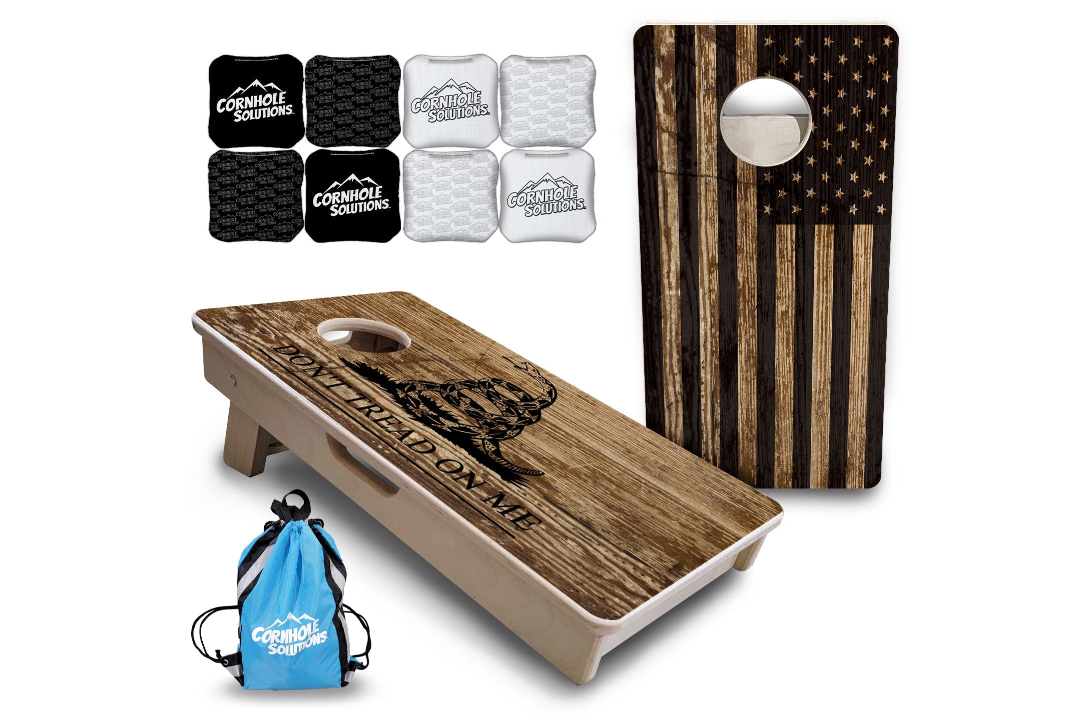 Wood DTOM & Wood Flag - Mini or Vacation Size Cornhole Boards