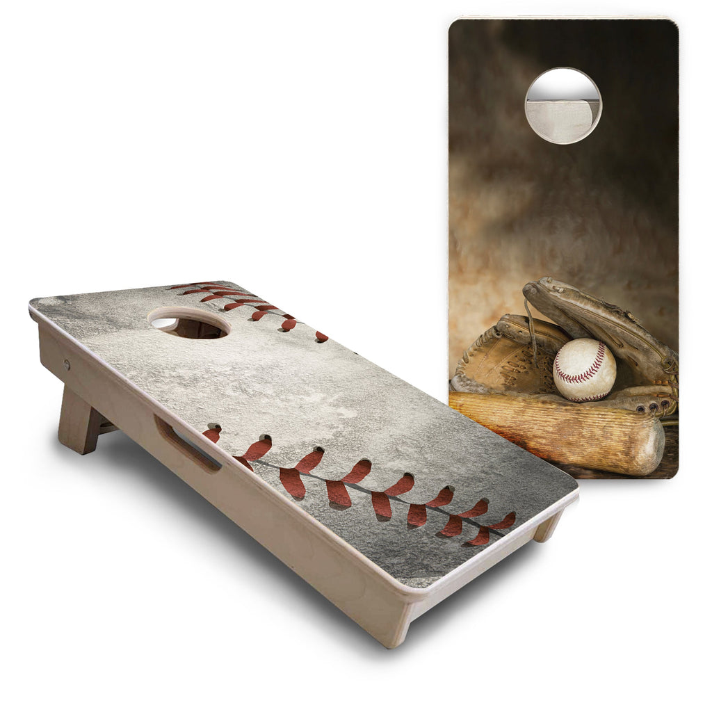 Worn Baseball & Glove - Mini or Vacation Size Cornhole Boards