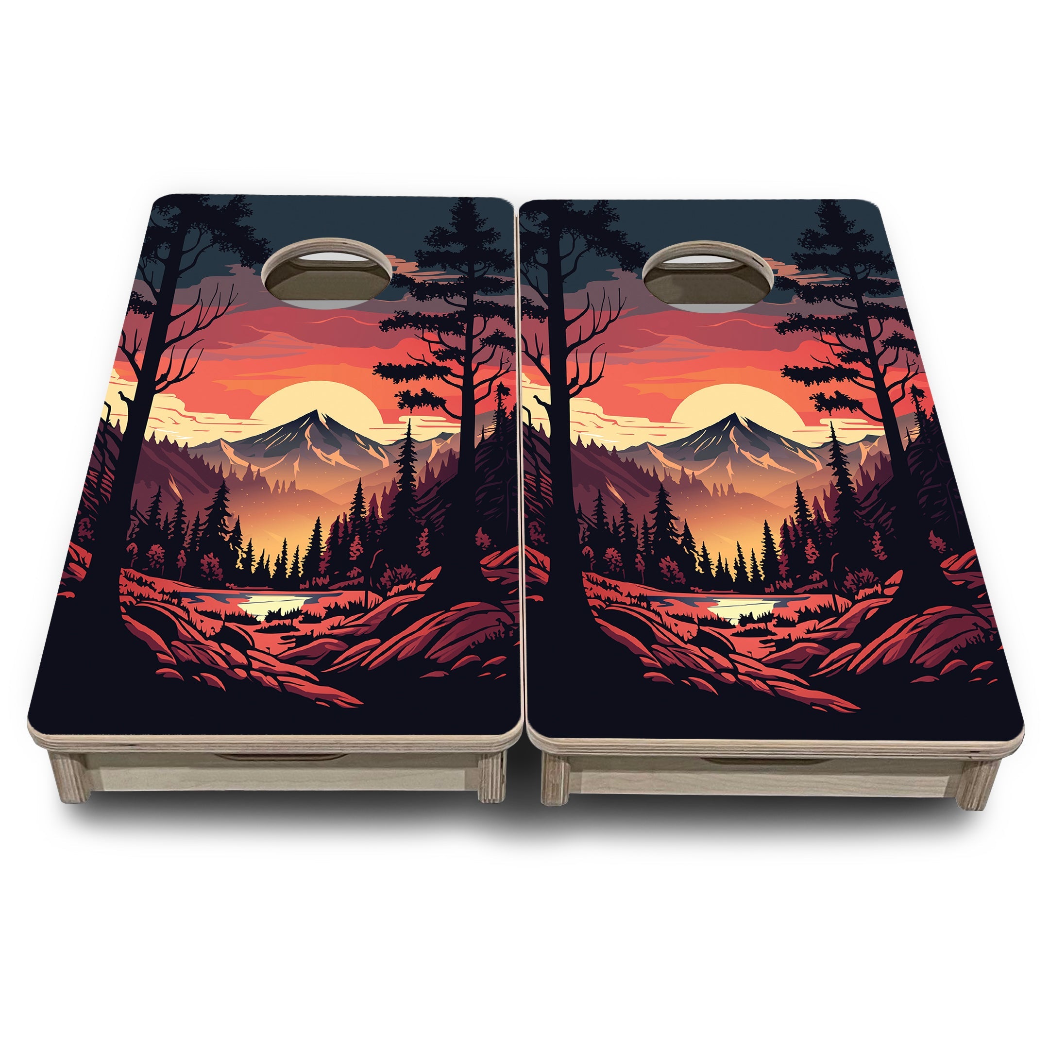 Mountain Sunset - Mini or Vacation Size Cornhole Boards