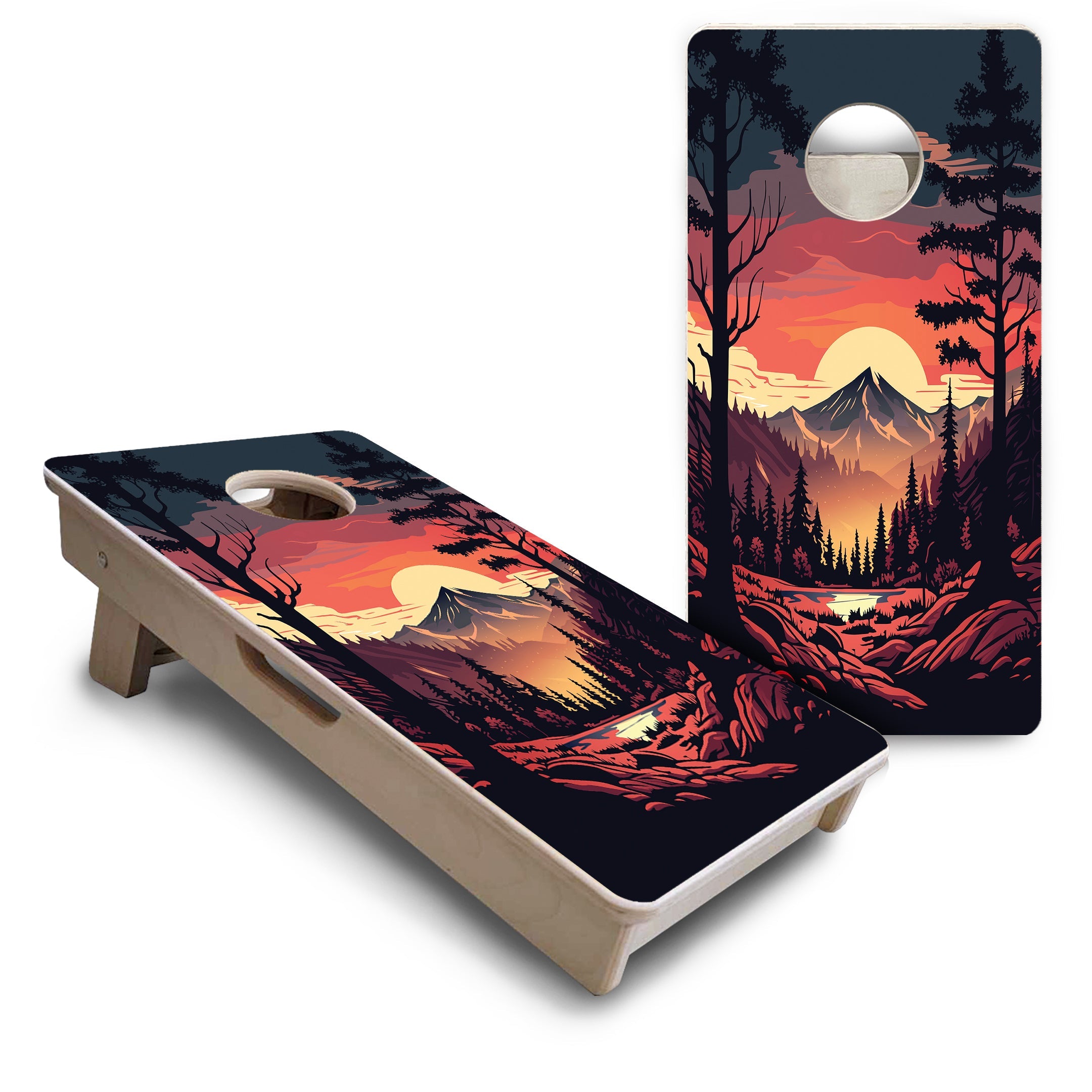 Mountain Sunset - Mini or Vacation Size Cornhole Boards