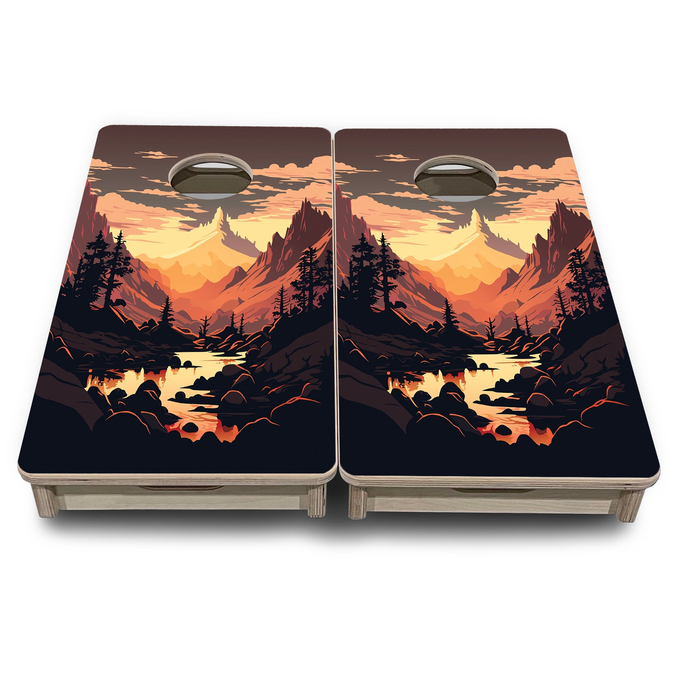 Mountain Sunset - Mini or Vacation Size Cornhole Boards