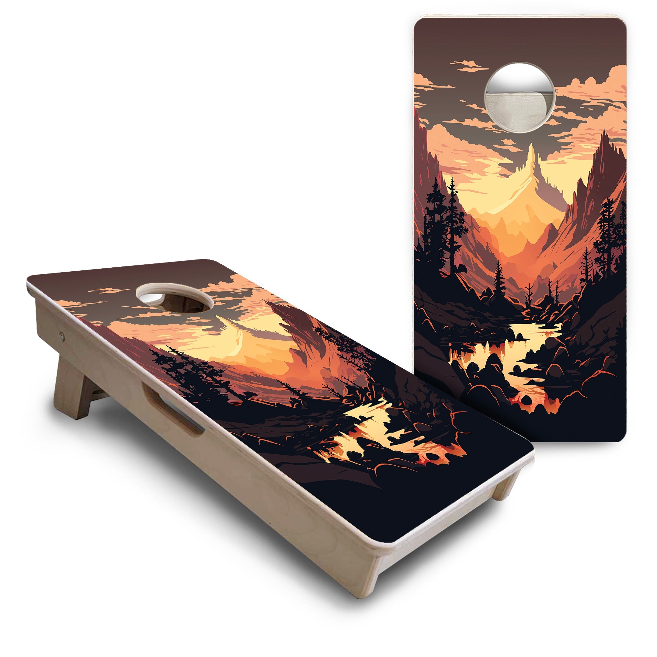Mountain Sunset - Mini or Vacation Size Cornhole Boards