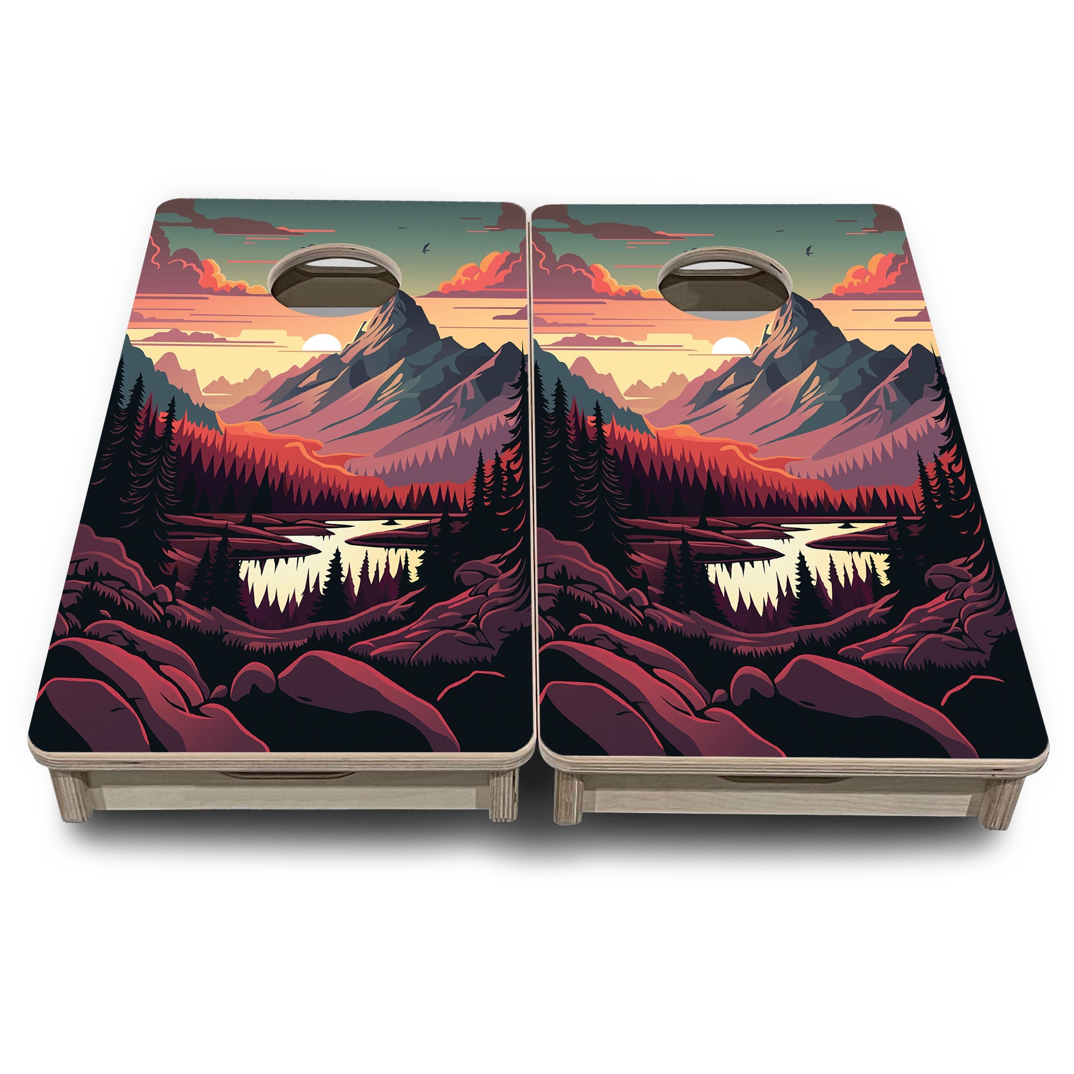 Mountain Sunset - Mini or Vacation Size Cornhole Boards