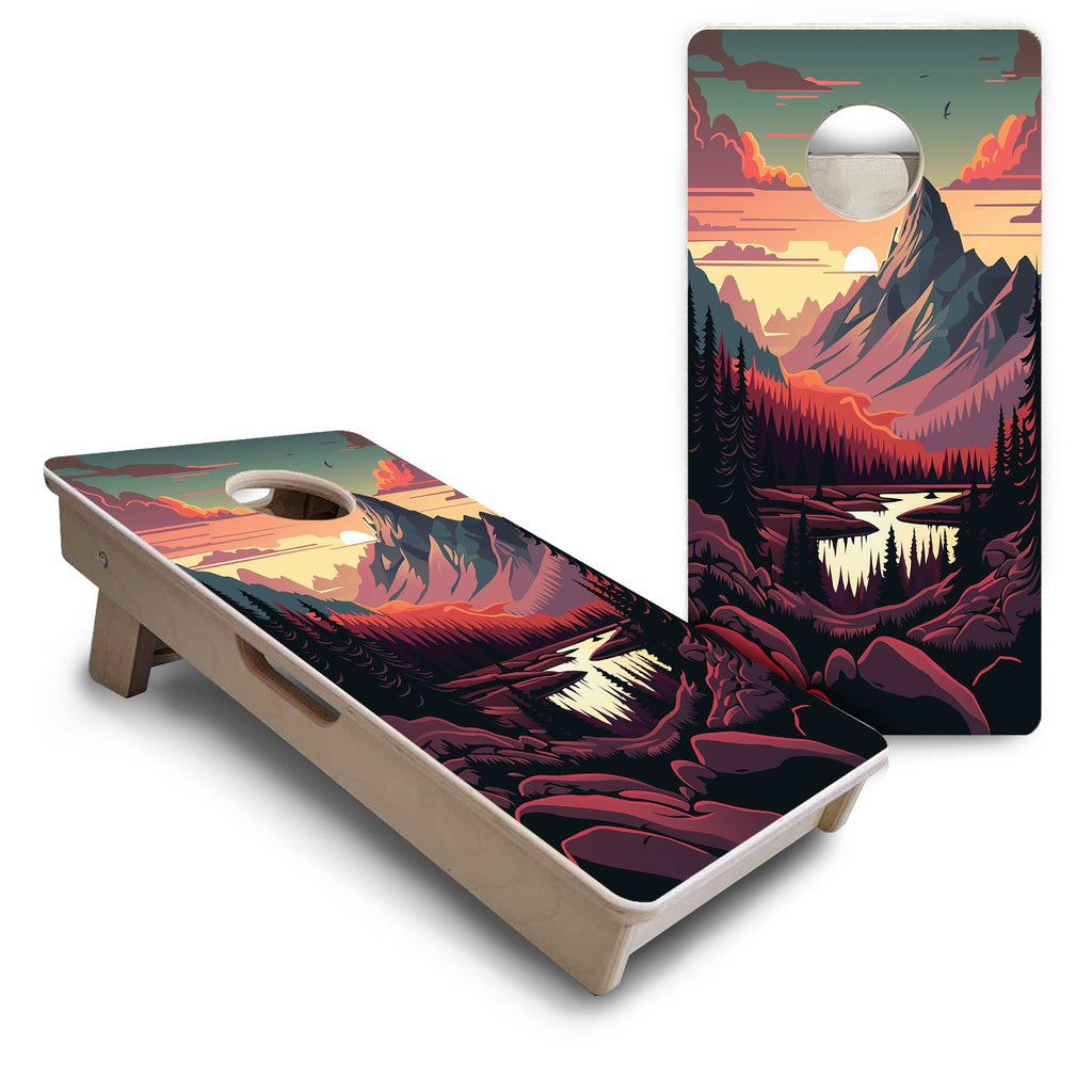 Mountain Sunset - Mini or Vacation Size Cornhole Boards