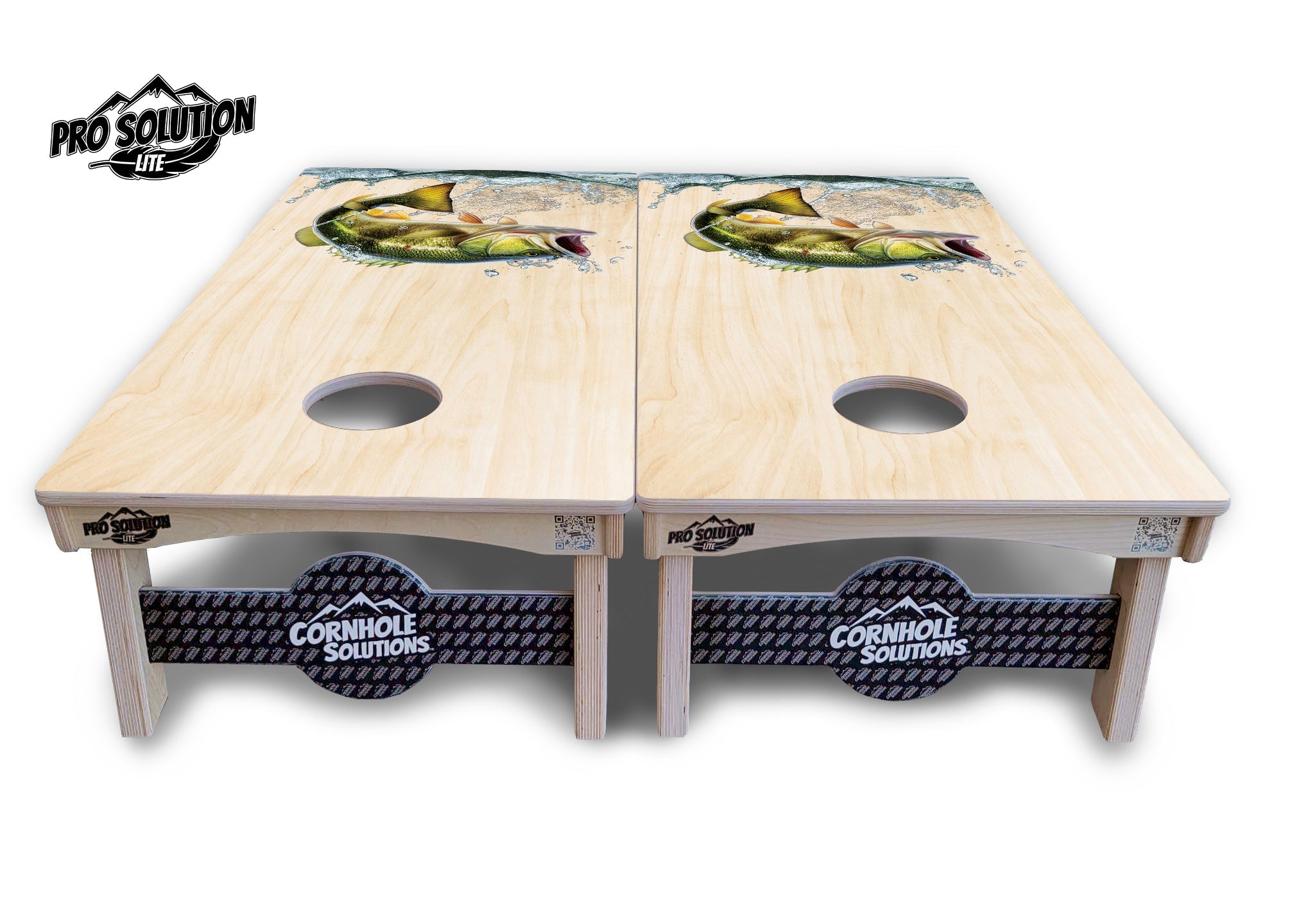 Natural Deer & Fish Cornhole Boards - Pro Solution Lite Series